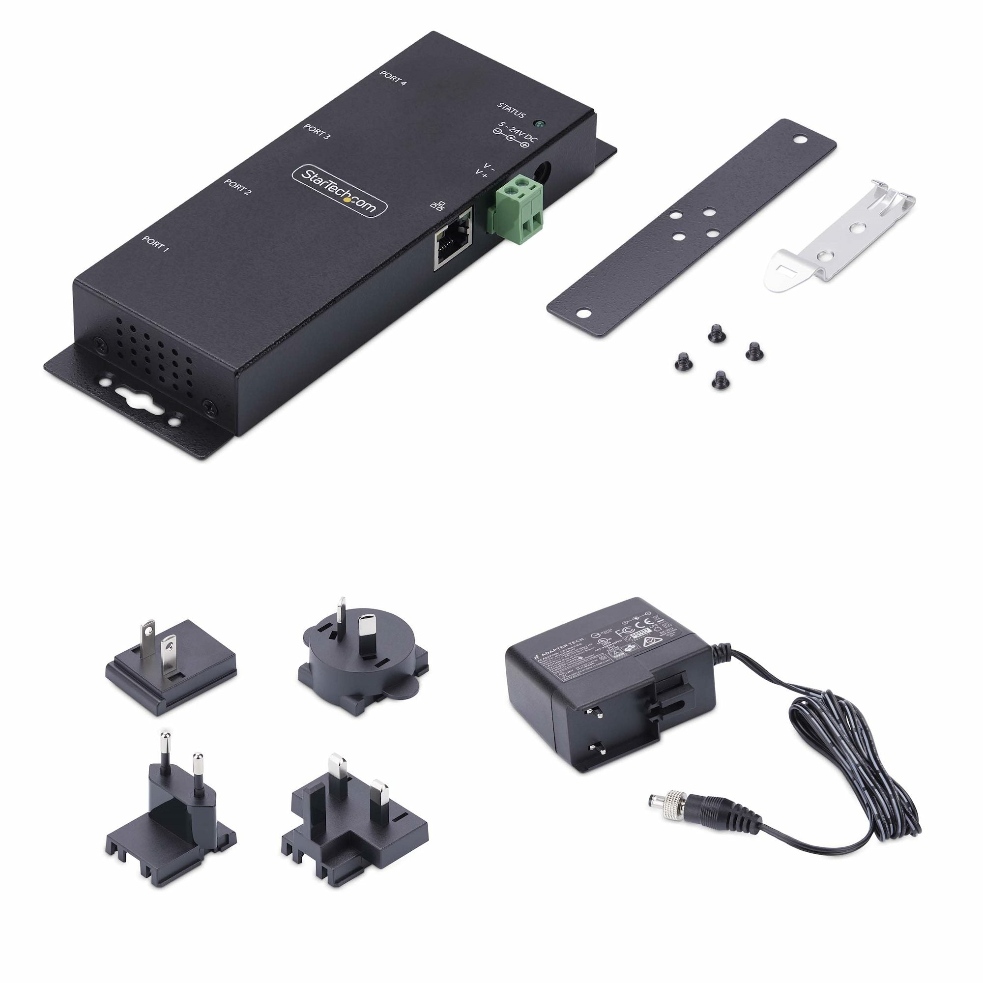 aters/Isolatorer 4-ports seriell till Ethernet-adapter, seriell IP-enhetsserver för fjärrstyrda RS232-enheter, vägg-/DIN-s