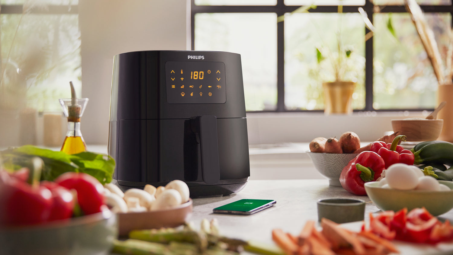 f.se Philips 5000 series HD9255/30 fritös Single 4,1 l Fristående 1400 W Varmluftsfritös Vit Philips HD9255/30 87203890221