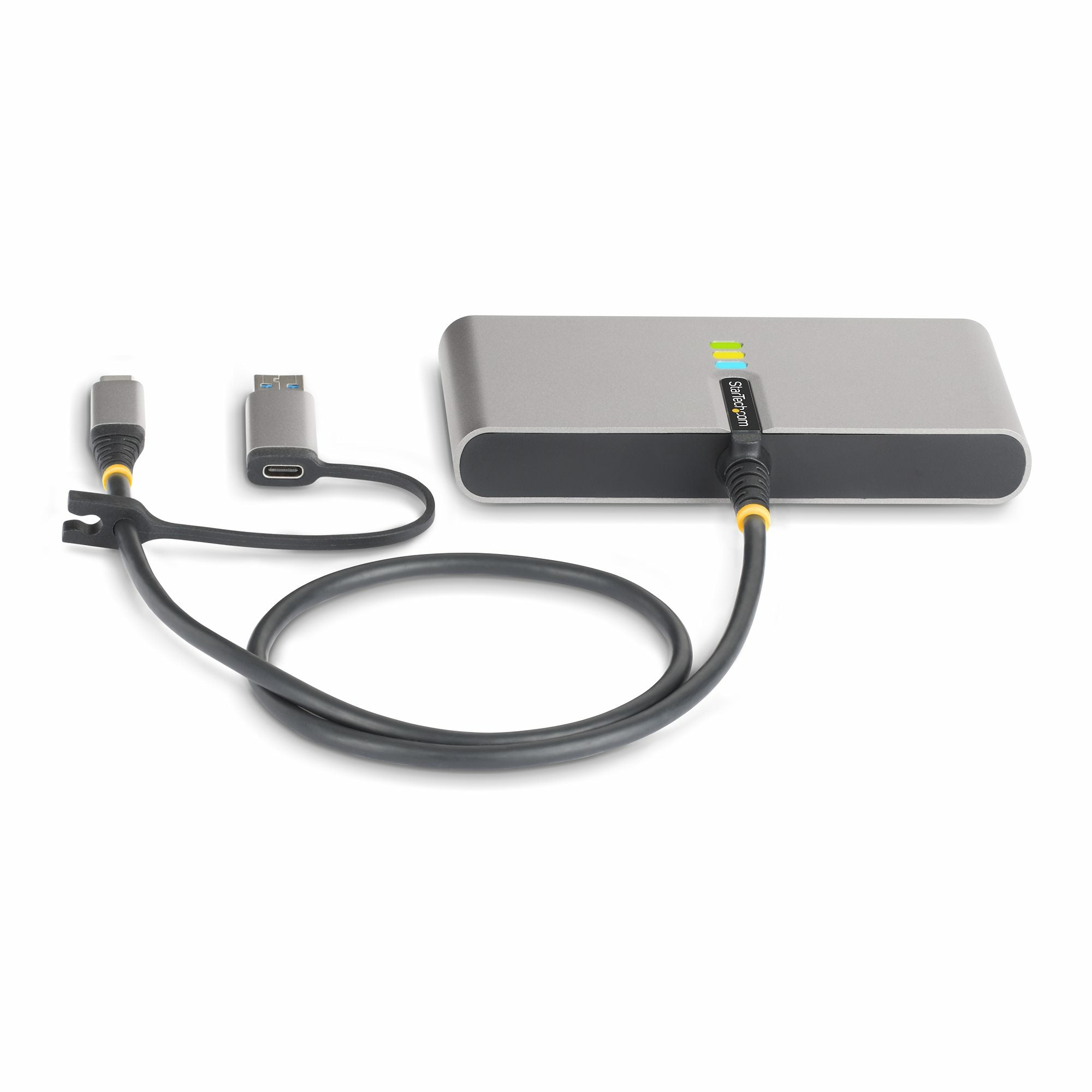 till USB-A-dongel, 100 W pass-through-strömförsörjning, 2x USB-A 5 Gbps, Gigabit Ethernet, RS232 seriell (FTDI) Lägg till e