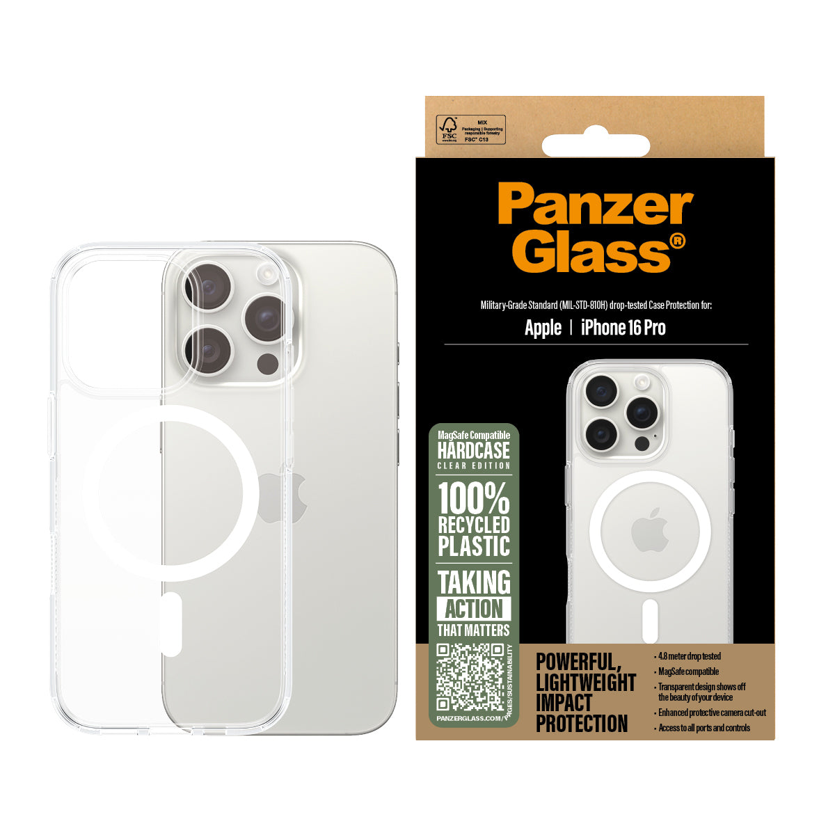Transparent PanzerGlass 1292 5715685003158 Mobiltelefonfodral PG HardC White MagS iPhone 16Pro 6.3Inch www.electricalstuff