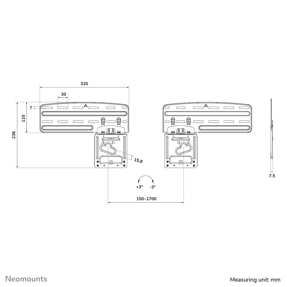 2,16 m (85") Svart Neomounts WL30-265BL1 8717371443900 TV-fästen WL30-265BL1 www.electricalstuff.se ElectricalStuff.se N