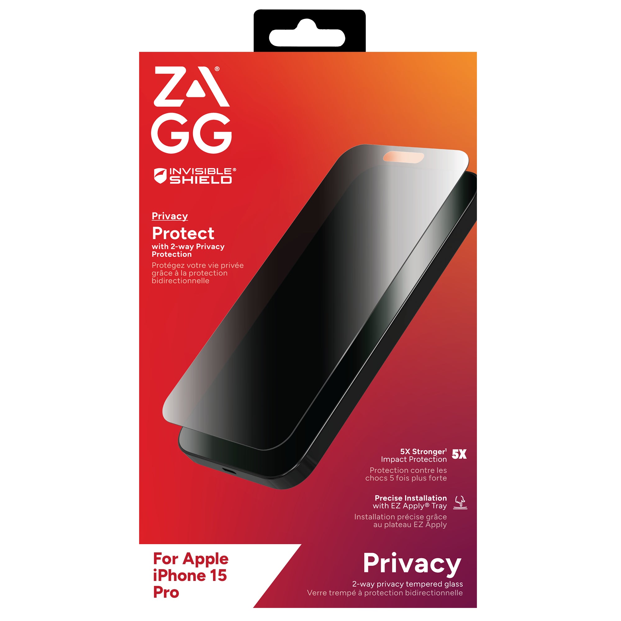 InvisibleShield Glass Elite Privacy AM E Apple iPhone 15 Pro Screen EN/FR www.electricalstuff.se ElectricalStuff.se ZAG