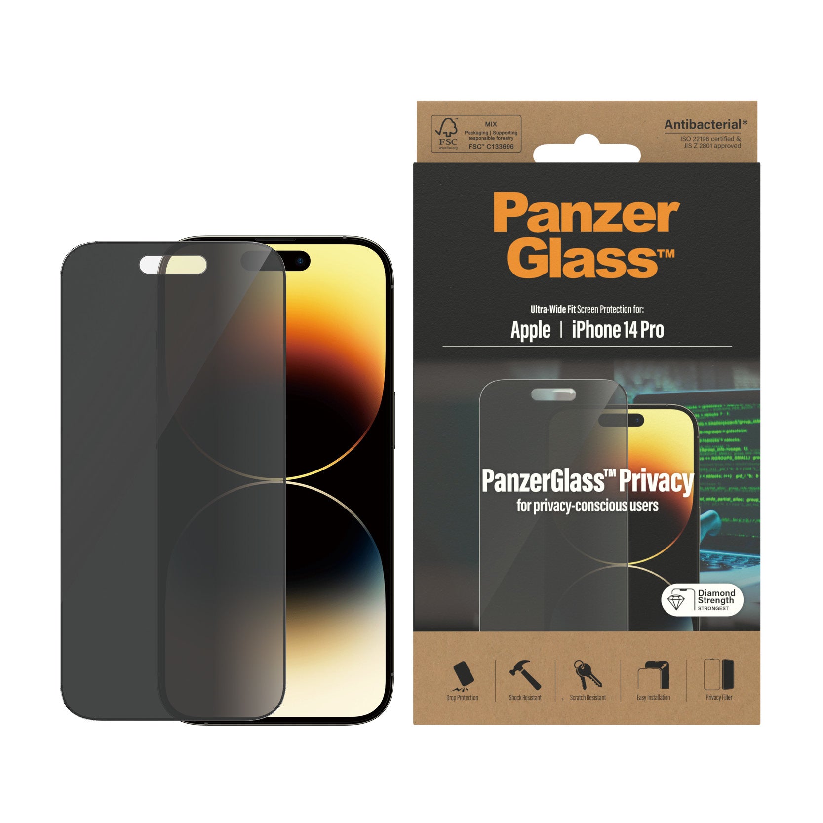 PanzerGlass P2772 5711724127724 Skärm- och Baksidesskydd till Mobiltelefoner Ultra-Wide Fit Privacy Appl www.electricalstu