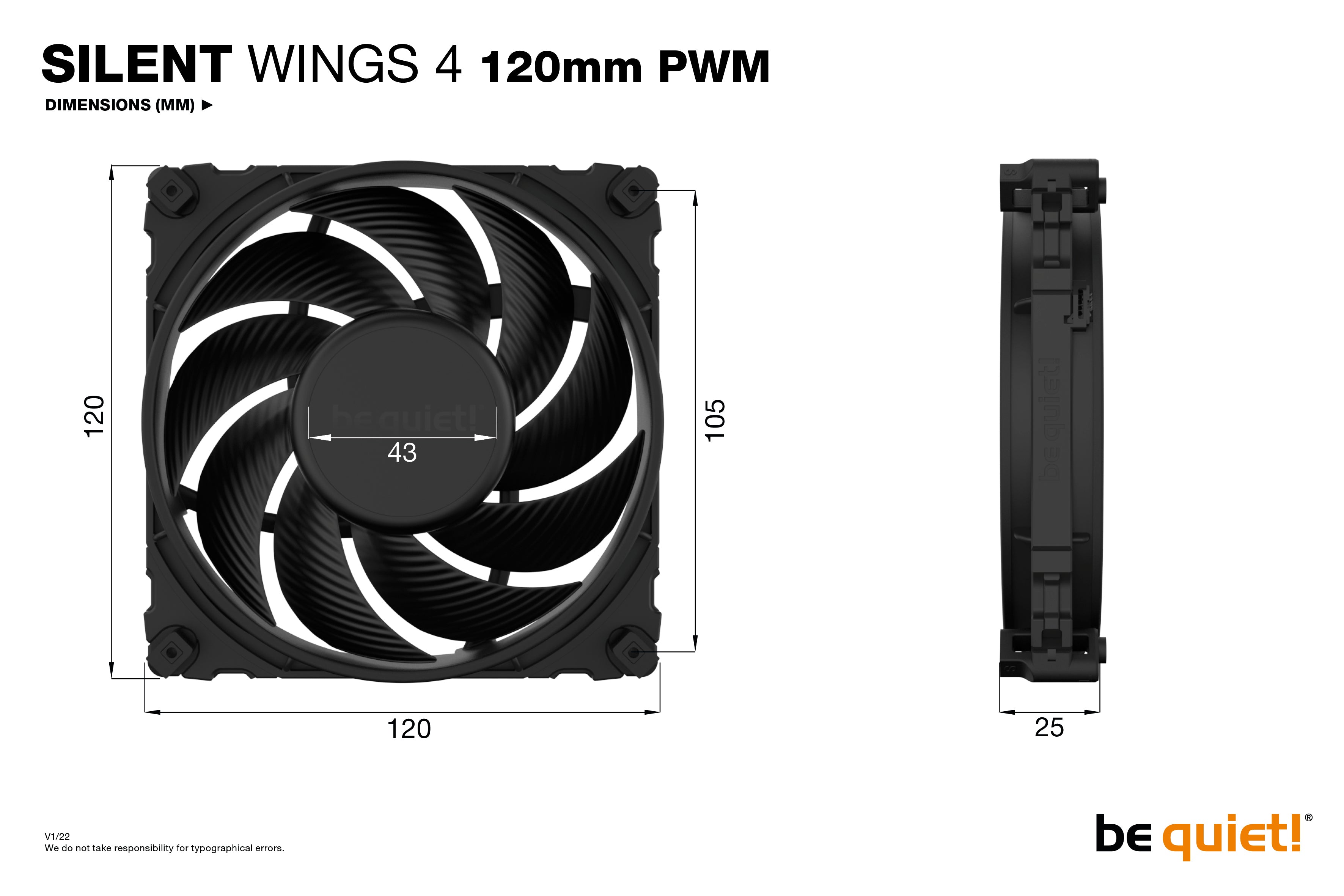 Svart 1 styck be quiet! BL093 4260052188859 Kylsystem för Datorer SILENT WINGS 4 | 120mm PWM www.electricalstuff.se Elect