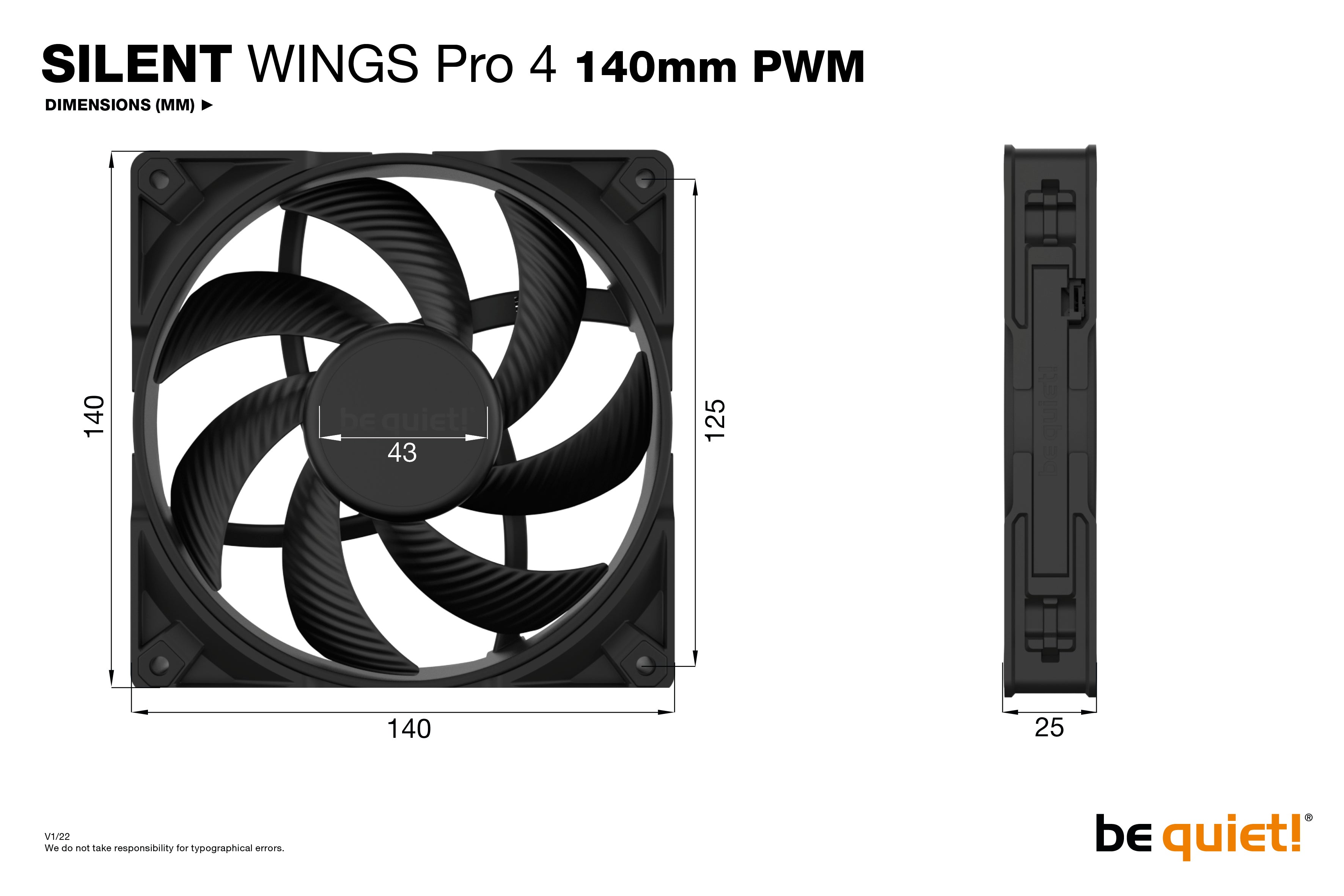 electricalstuff.se ElectricalStuff.se be quiet! SILENT WINGS PRO 4 | 140mm PWM Datorväska Fan 14 cm Svart 1 styck be quiet