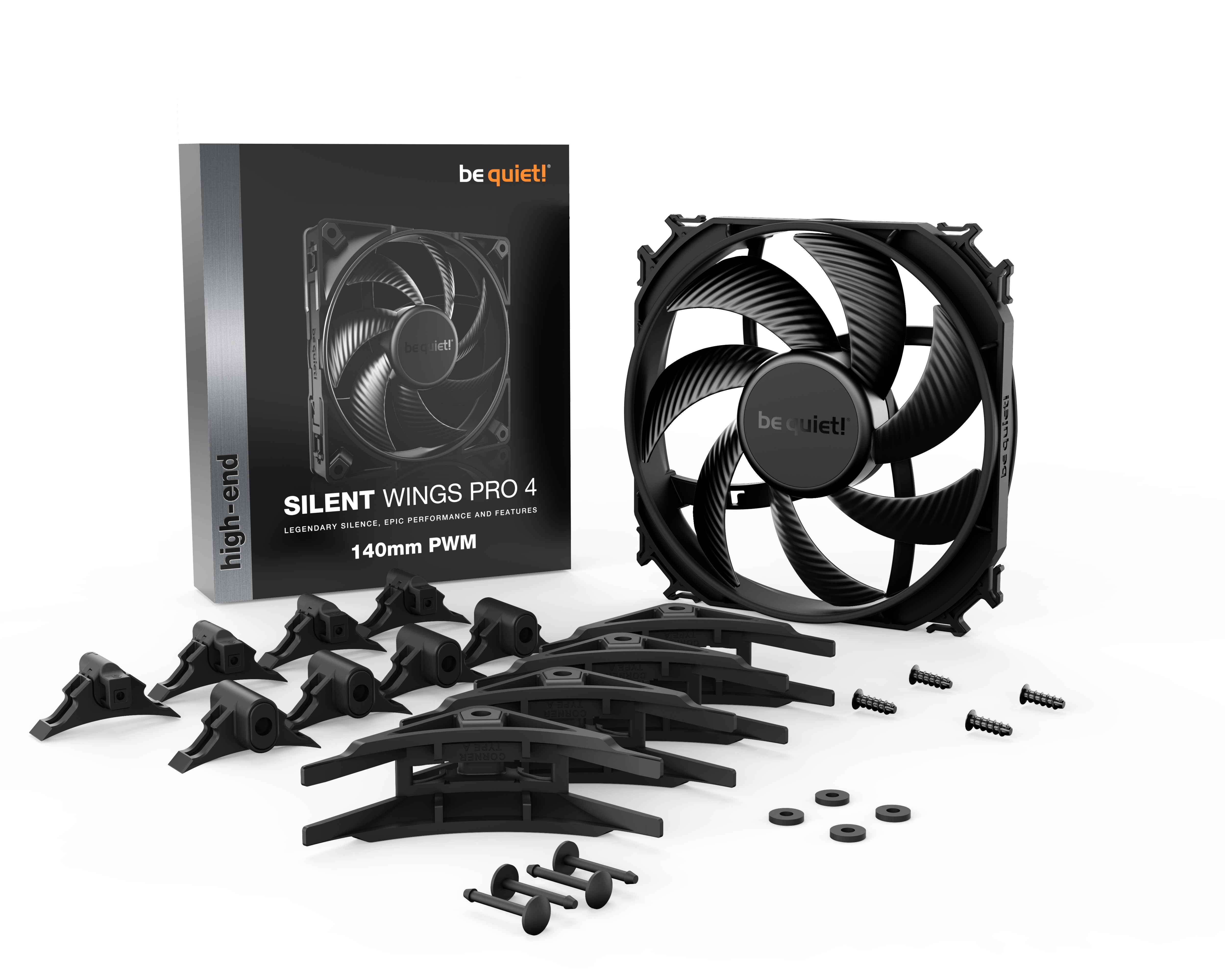 Datorväska Fan 14 cm Svart 1 styck be quiet! BL099 4260052188910 Kylsystem för Datorer SILENT WINGS PRO 4 | 140mm PWM www.