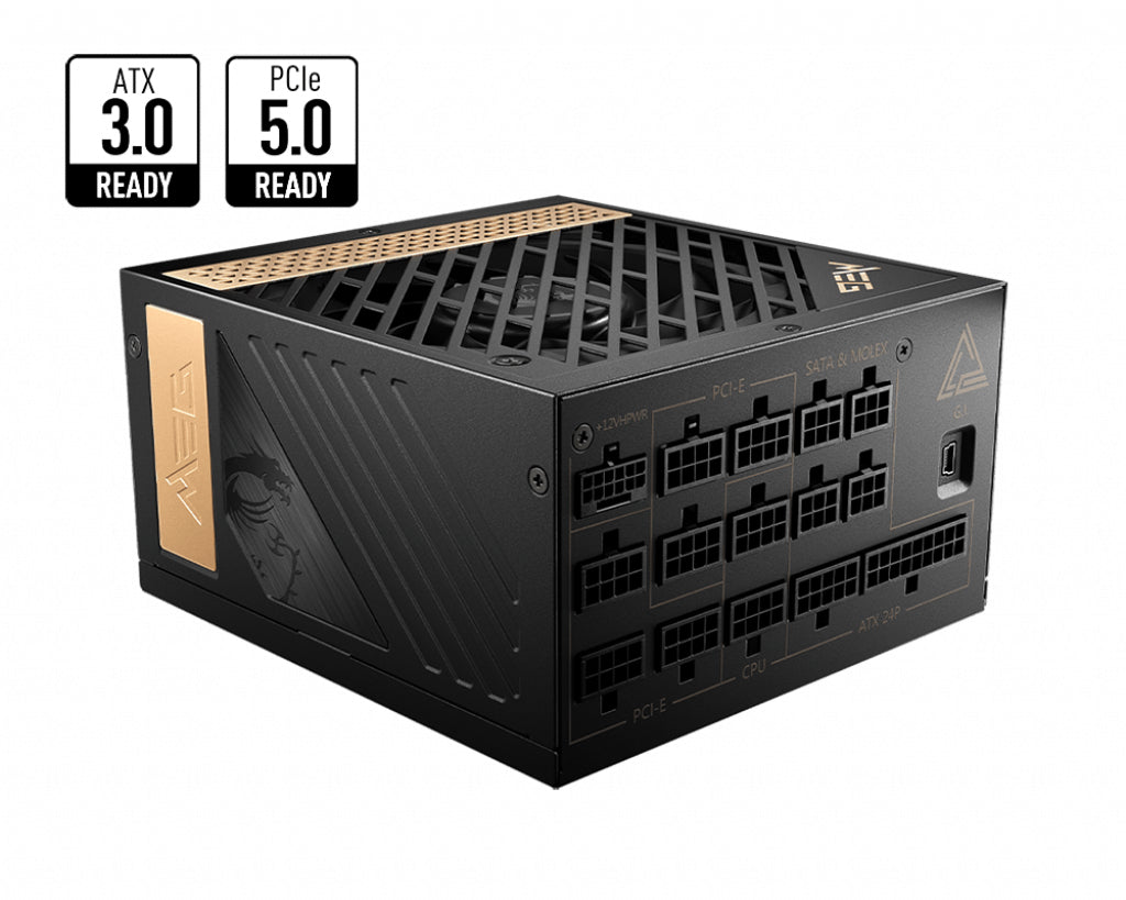 www.electricalstuff.se ElectricalStuff.se MSI MEG AI1300P PCIE5 strömförsörjningsenheter 1300 W 24-pin ATX ATX Svart MSI M