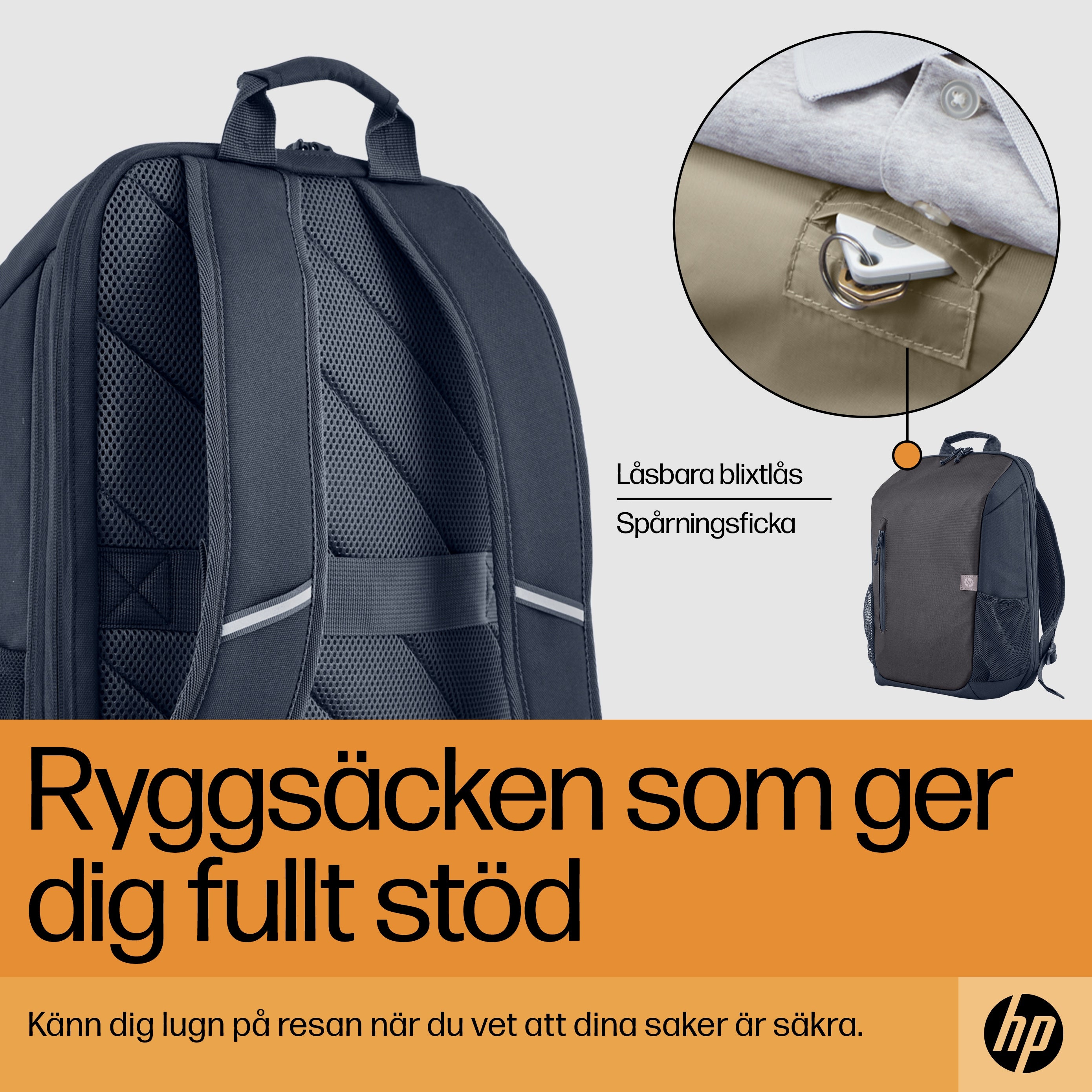 .se ElectricalStuff.se HP Travel 18 liter ryggsäck för 15,6 tum bärbar dator i Iron Grey HP 6H2D9AA 0196548945498|19654894