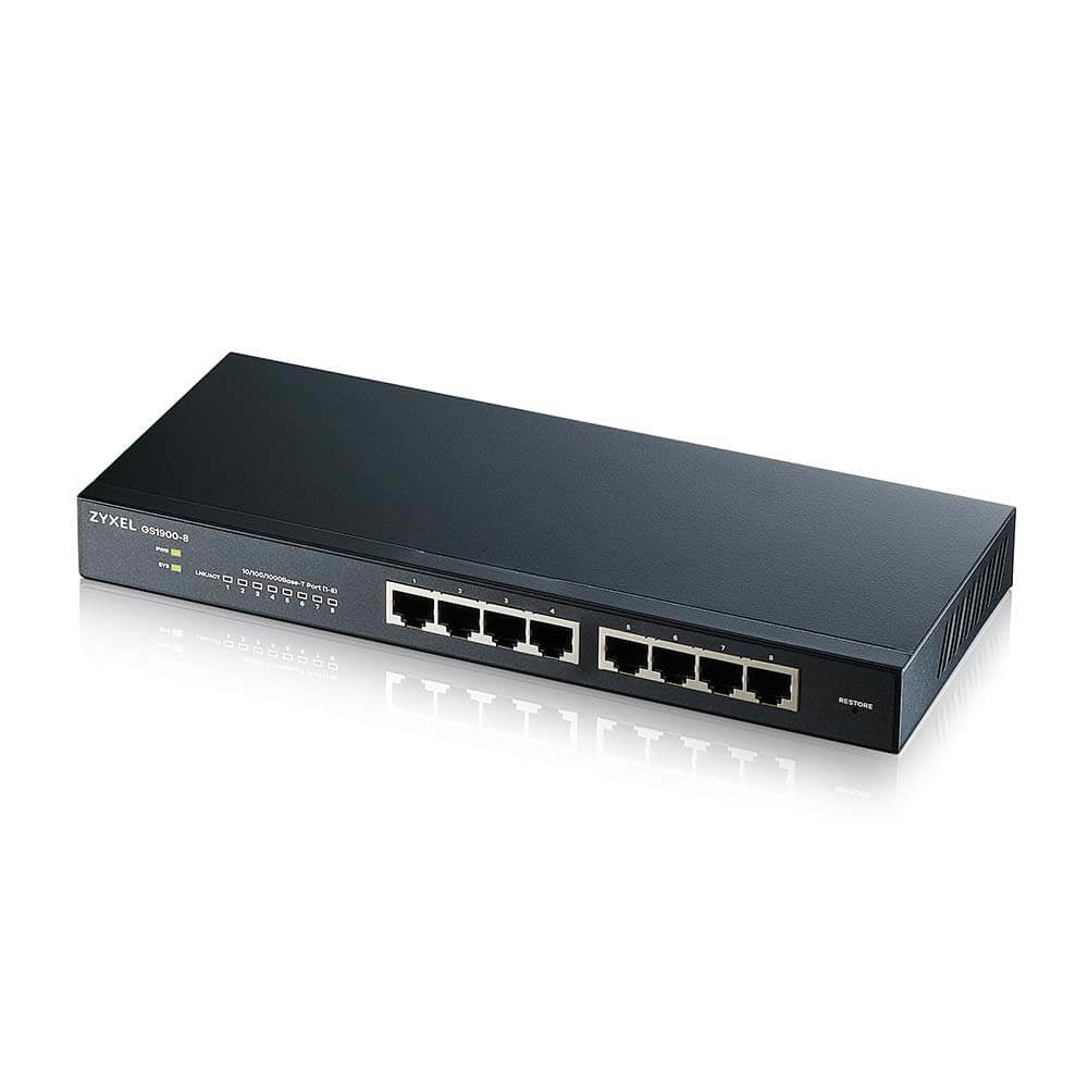 www.electricalstuff.se ElectricalStuff.se Zyxel GS1900-8 hanterad L2 Gigabit Ethernet (10/100/1000) Svart Zyxel GS1900-8-E