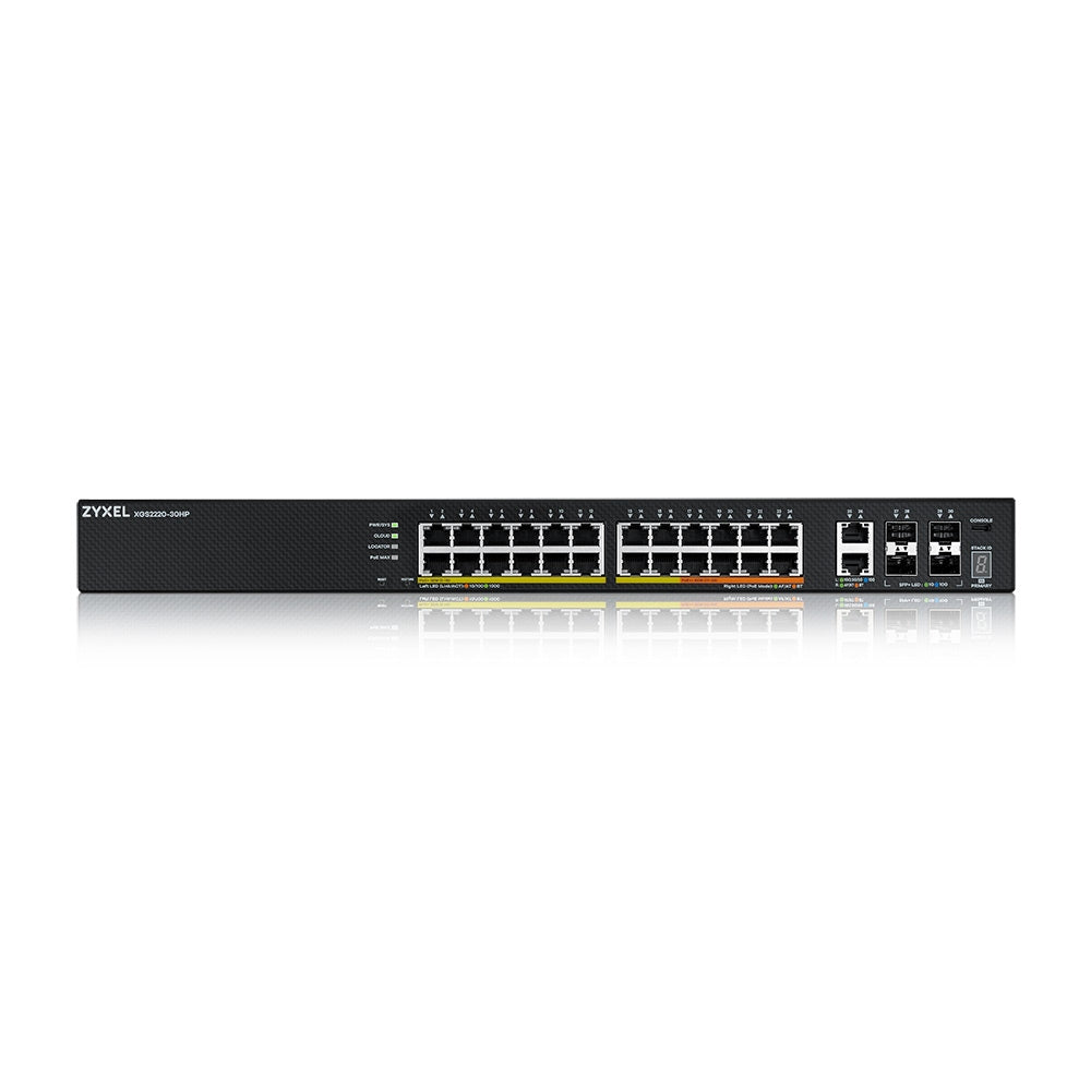 via Ethernet (PoE) stöd Svart Zyxel XGS2220-30HP-EU0101F 4718937625055 Nätverksswitchar XGS2220-30HP www.electricalstuff.s