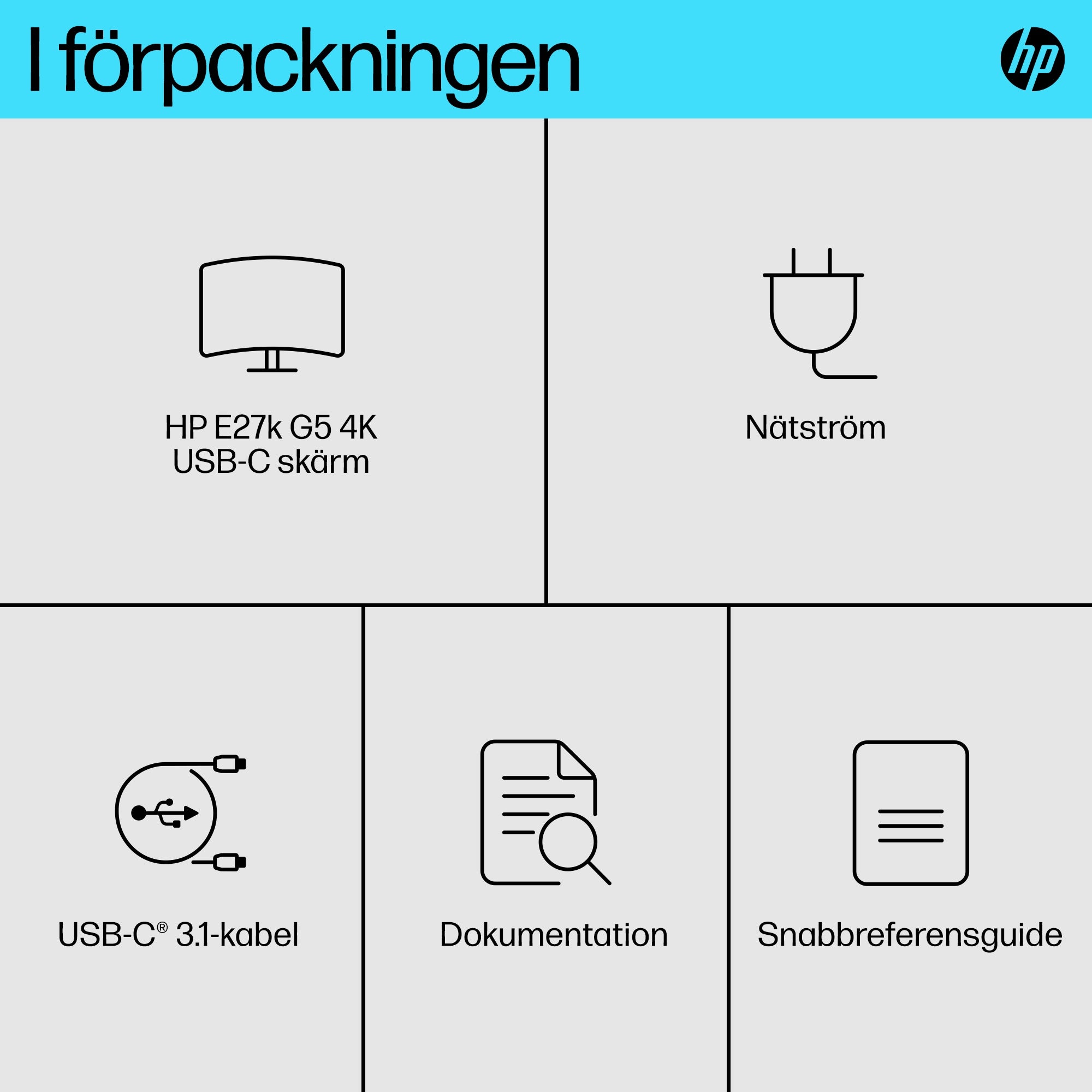 atta Pc-Skärmar E-Series E27k G5 4K USB-C skärm www.electricalstuff.se ElectricalStuff.se HP E-Series E27k G5 4K USB-C sk