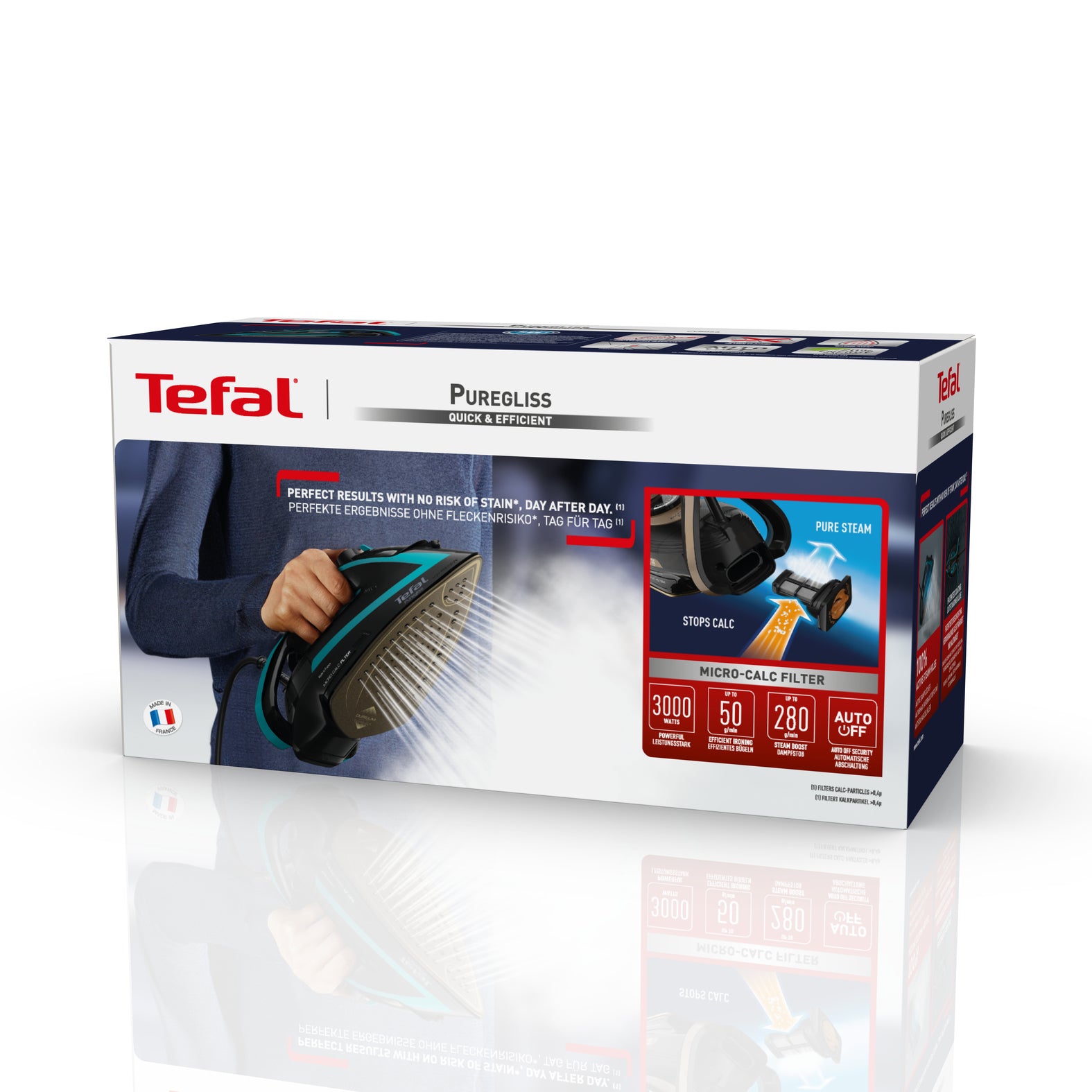 FV8066 Torr & Ångstrykjärn Durilium AirGlide Autoclean soleplate 3000 W Svart, Blå Tefal FV8066E0 3121040086490 Strykjärn P