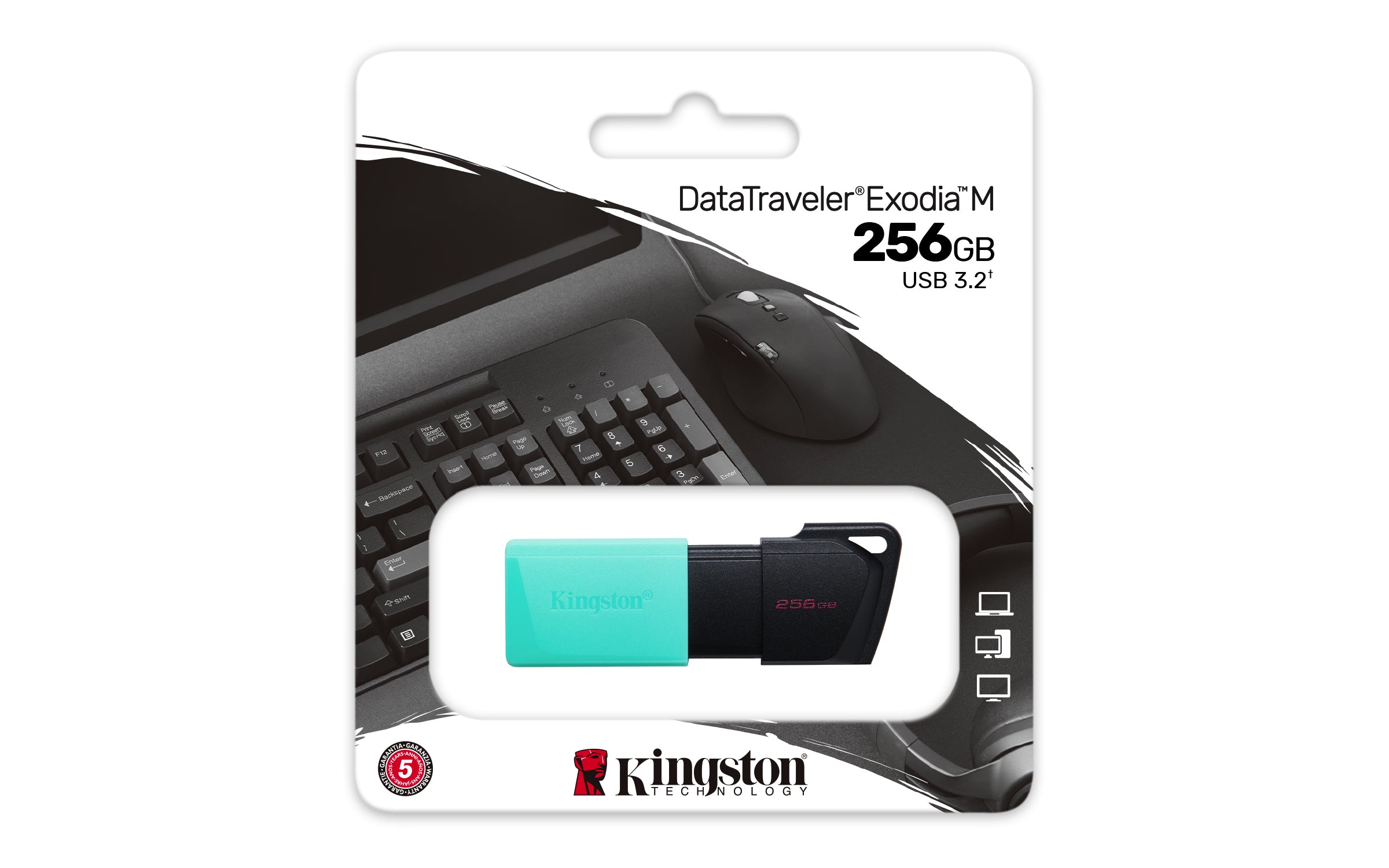 1) Svart, Turkos Kingston Technology DTXM/256GB 0740617326383|740617326383 USB-Sticka DataTraveler Exodia M www.electrical