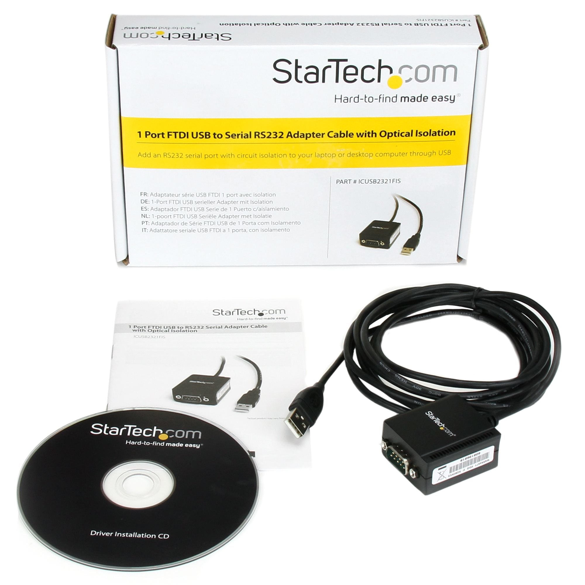 seriell RS232-kabeladapter med 1 port och optisk isolering StarTech.com ICUSB2321FIS 0065030845373|065030845373|555444236320