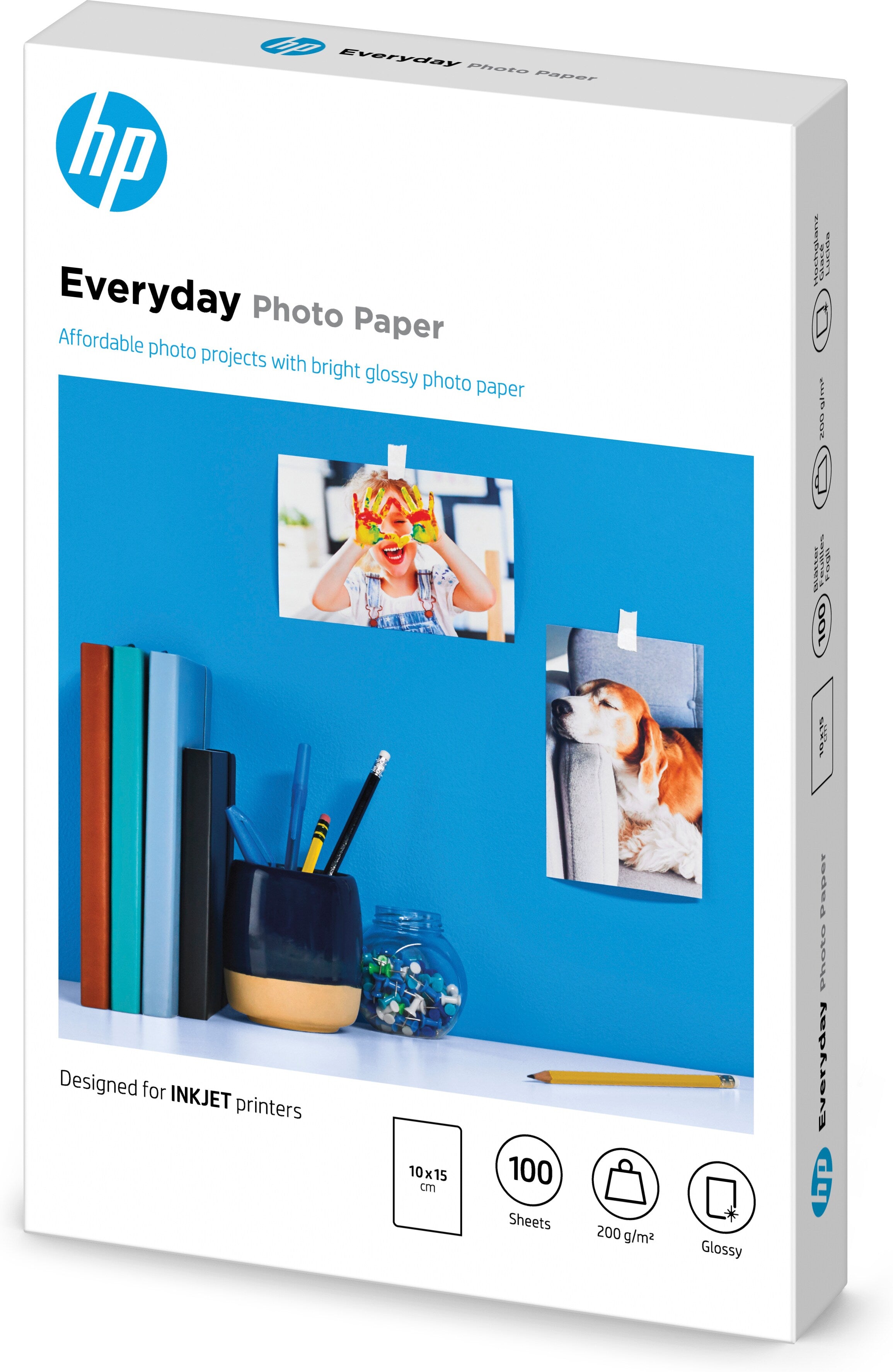 HP CR757A 0886111974887|886111974887 Fotopapper Everyday Photo-papper, glättat, 200 g/m2, 10 x 15 cm (101 x 152 mm), 100