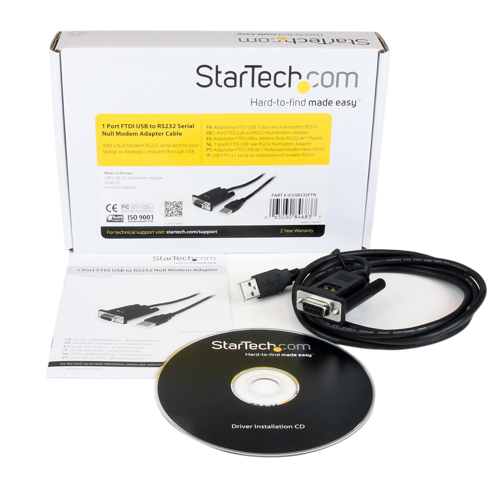 lmodem RS232 DB9 seriell DCE-kabeladapter med 1 port och FTDI StarTech.com ICUSB232FTN 0065030846837|065030846837|0013040073