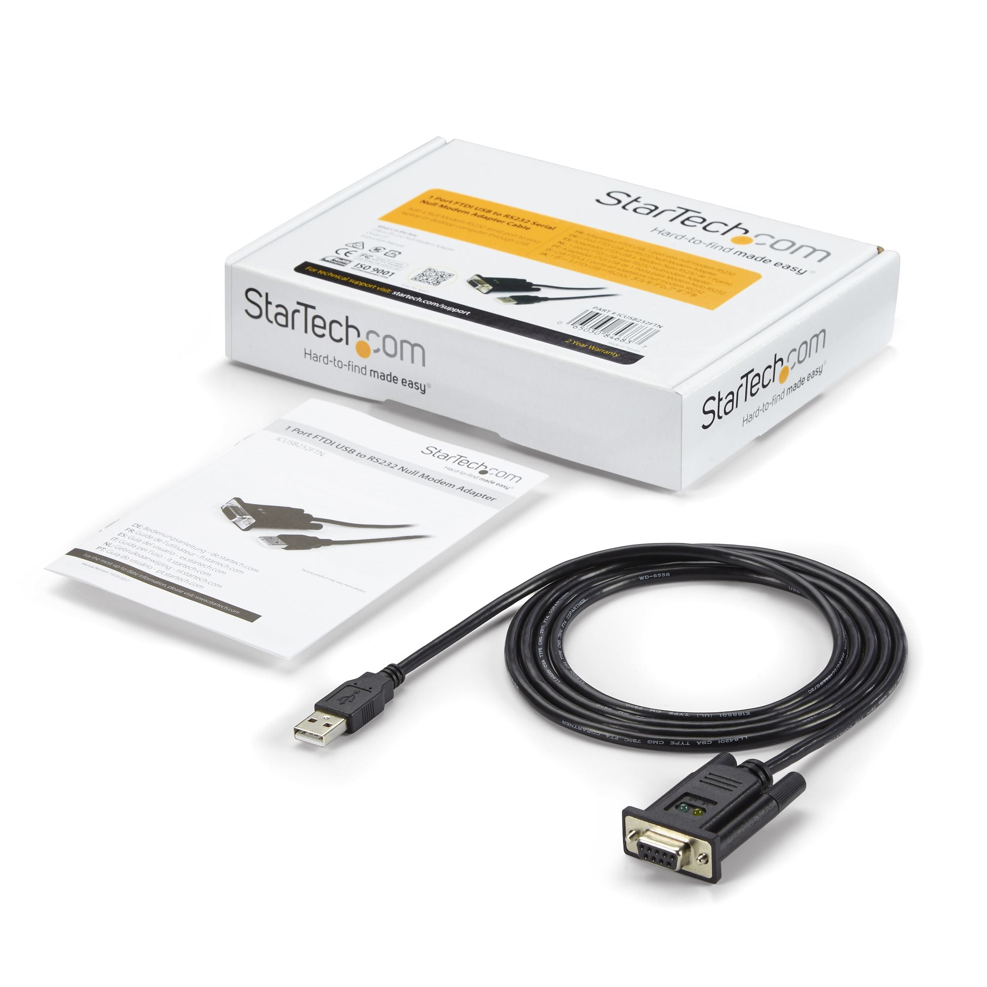 620|013040073620 Seriella Kablar USB till nollmodem RS232 DB9 seriell DCE-kabeladapter med 1 port och FTDI www.electricals