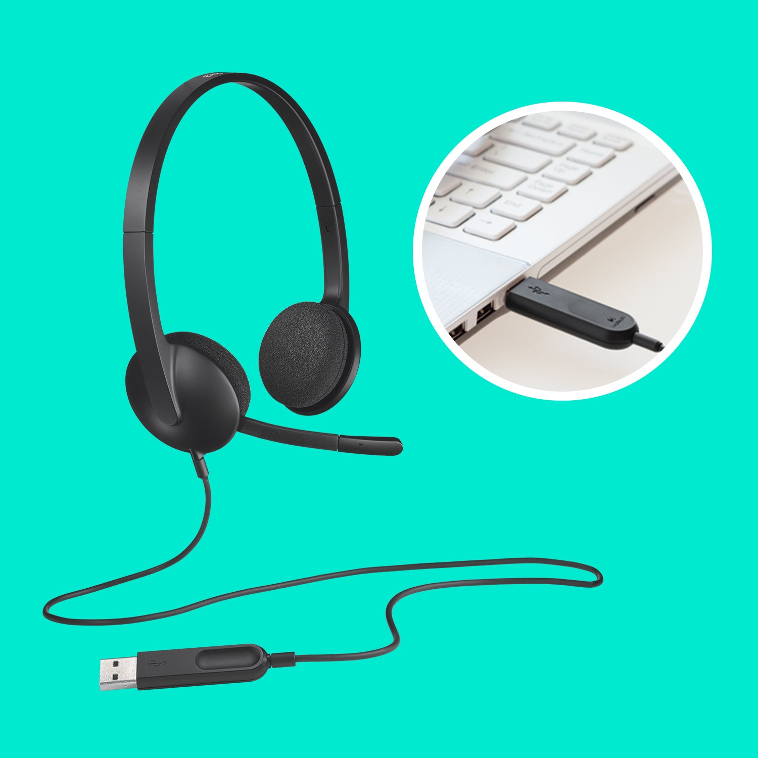 itech H340 Headset Kabel Huvudband Kontor/callcenter USB Type-A Svart Logitech 981-000475 5099206038844 Hörlurar och Headset