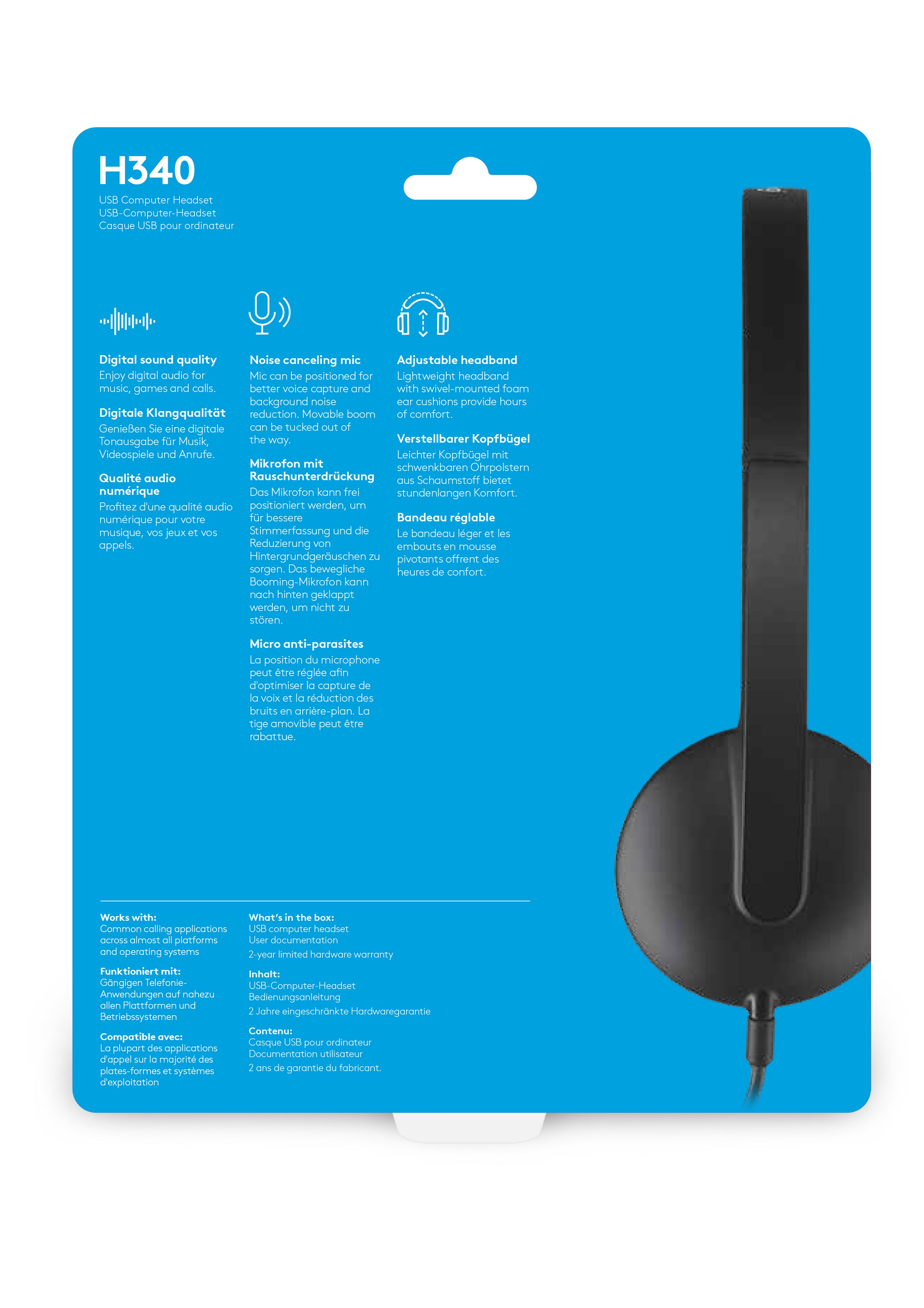 och Headsets H340 www.electricalstuff.se ElectricalStuff.se Logitech H340 Headset Kabel Huvudband Kontor/callcenter USB