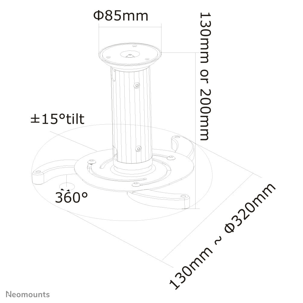 0WHITE projektorfästen Tak Vit Neomounts BEAMER-C80WHITE 8717371444396 Projektorfästen BEAMER-C80WHITE www.electricalstuff