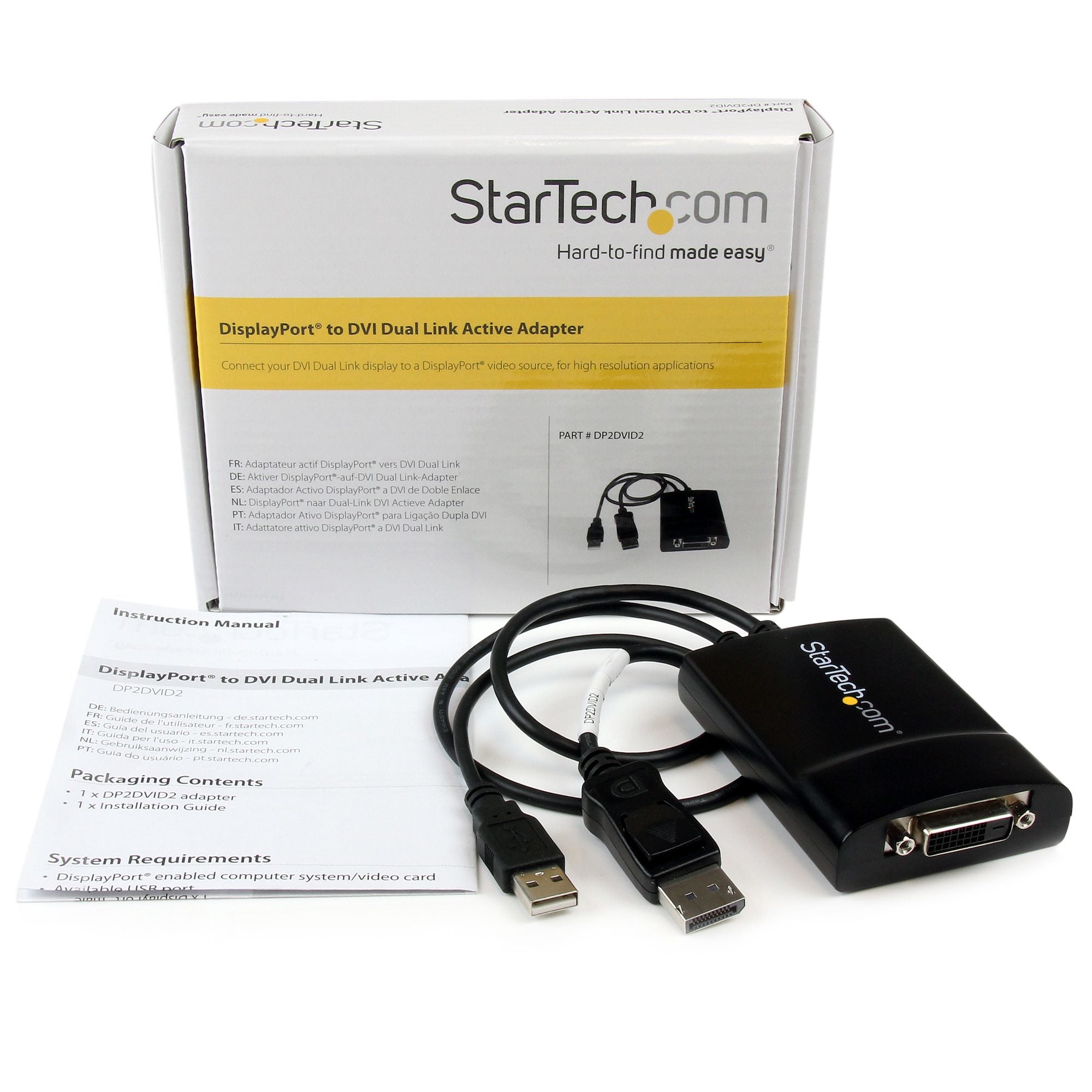ectricalStuff.se StarTech.com DP2DVID2 videokabeladapter 0,37 m DisplayPort DVI-D Svart StarTech.com DP2DVID2 006503084874