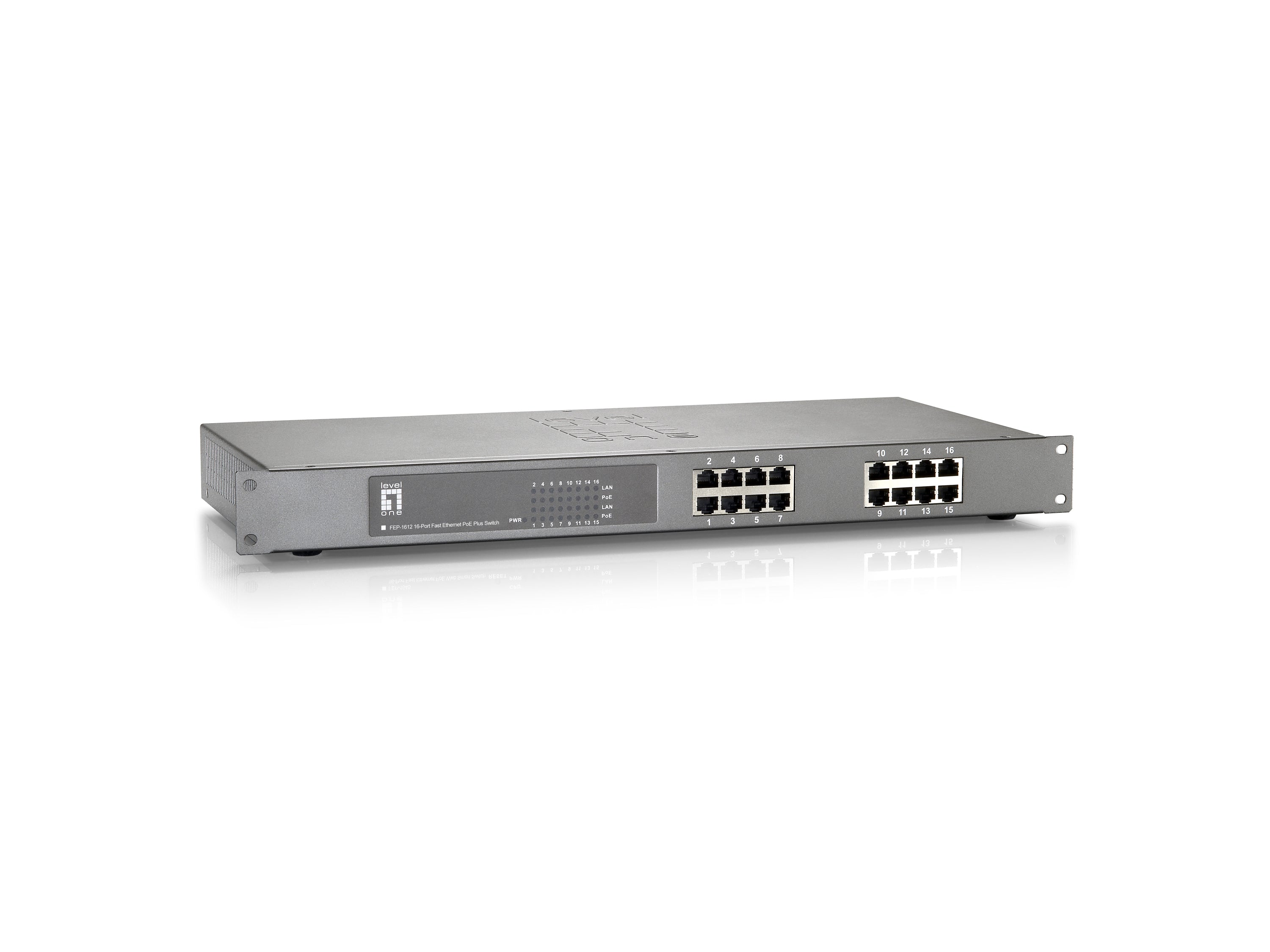 ricalStuff.se LevelOne FEP-1612W150 nätverksswitchar Fast Ethernet (10/100) Strömförsörjning via Ethernet (PoE) stöd Grå L