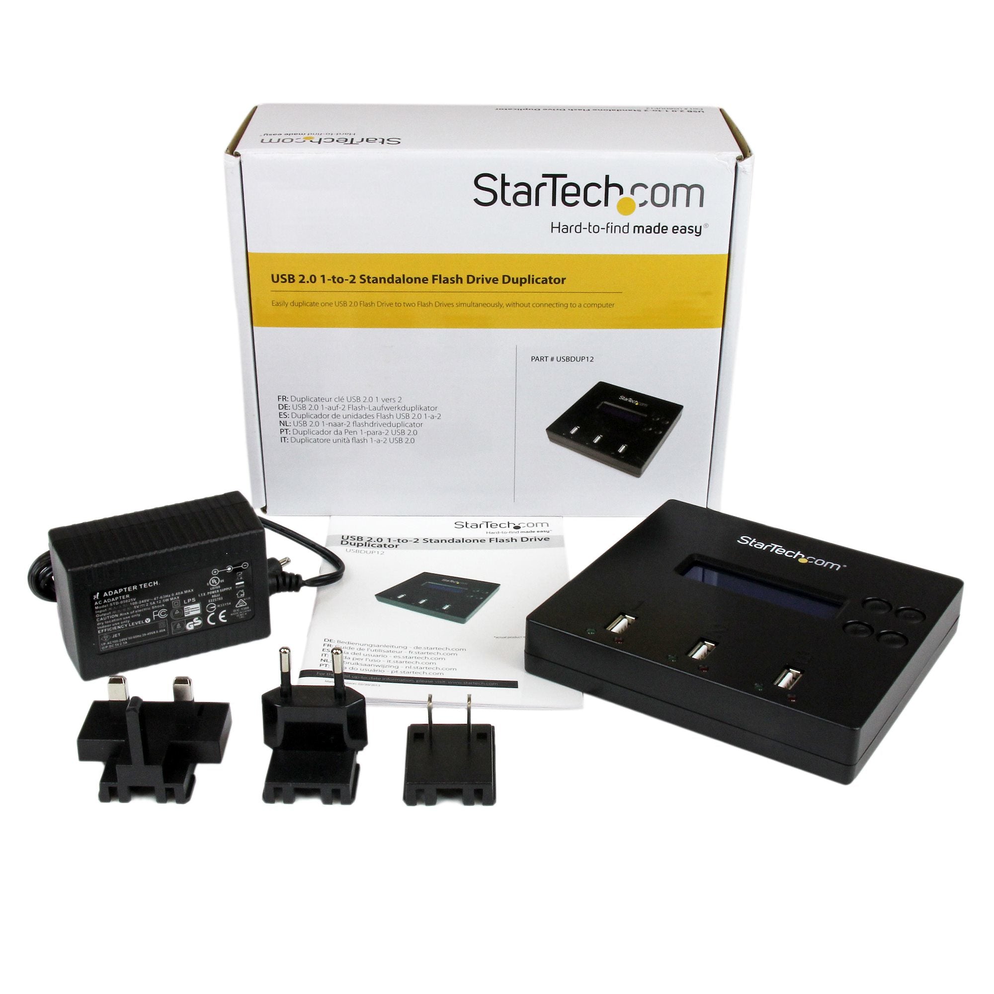 rddiskar vid 1,5 GB/min, radering i ett och tre steg, LCD-bildskärm StarTech.com USBDUP12 0065030849944|065030849944 Media K