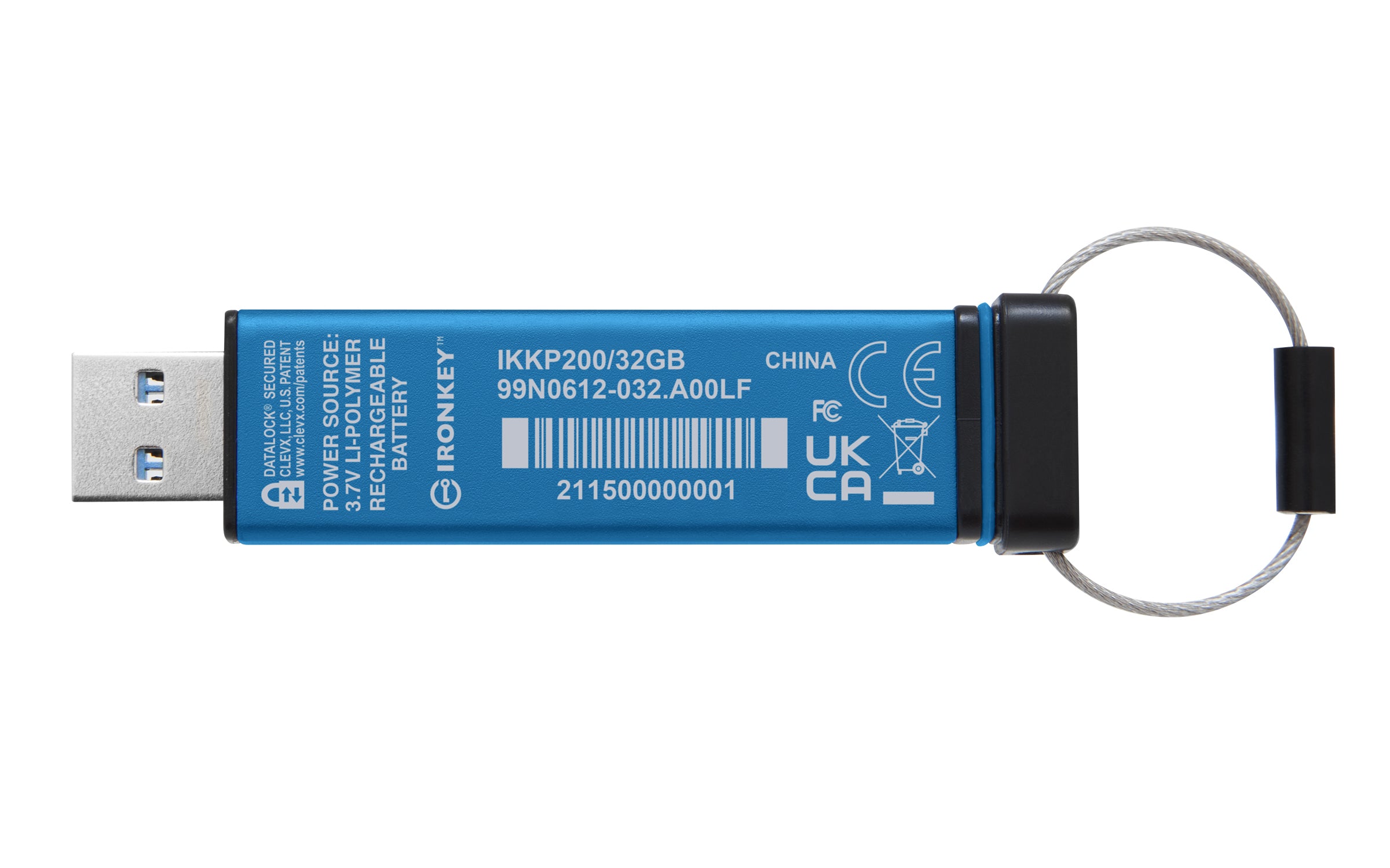 .se ElectricalStuff.se Kingston Technology IronKey Keypad 200 USB-sticka 32 GB USB Type-A 3.2 Gen 1 (3.1 Gen 1) Blå Kingst