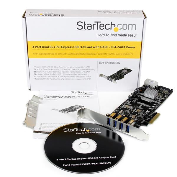 er med 4 portar och 2 dedicerade kanaler på 5 Gbps – UASP – SATA/LP4-ström StarTech.com PEXUSB3S42V 0065030854597|0650308545