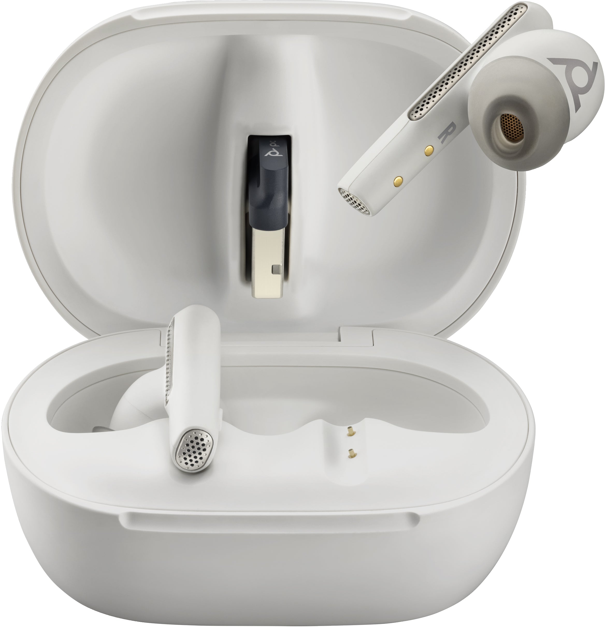 www.electricalstuff.se ElectricalStuff.se POLY Voyager Free 60+ UC M White Sand Earbuds + BT700 USB-C-adapter + laddningsf