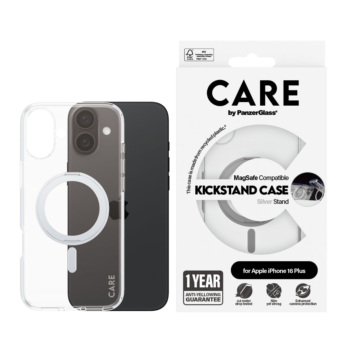 nsparent PanzerGlass 1327 5715685003899 Mobiltelefonfodral CARE by PG SLV Kick/MagS iPhone16 6.7 www.electricalstuff.se El