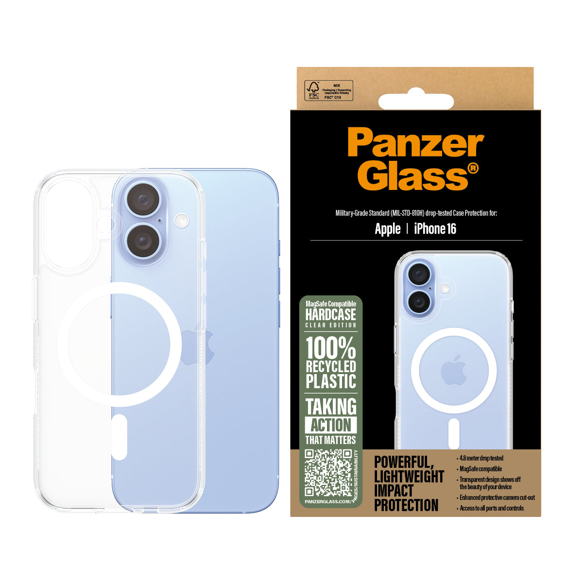 Transparent PanzerGlass 1291 5715685003141 Mobiltelefonfodral PG HardCase White MagS iPhone 16 6.1Inch www.electricalstuff