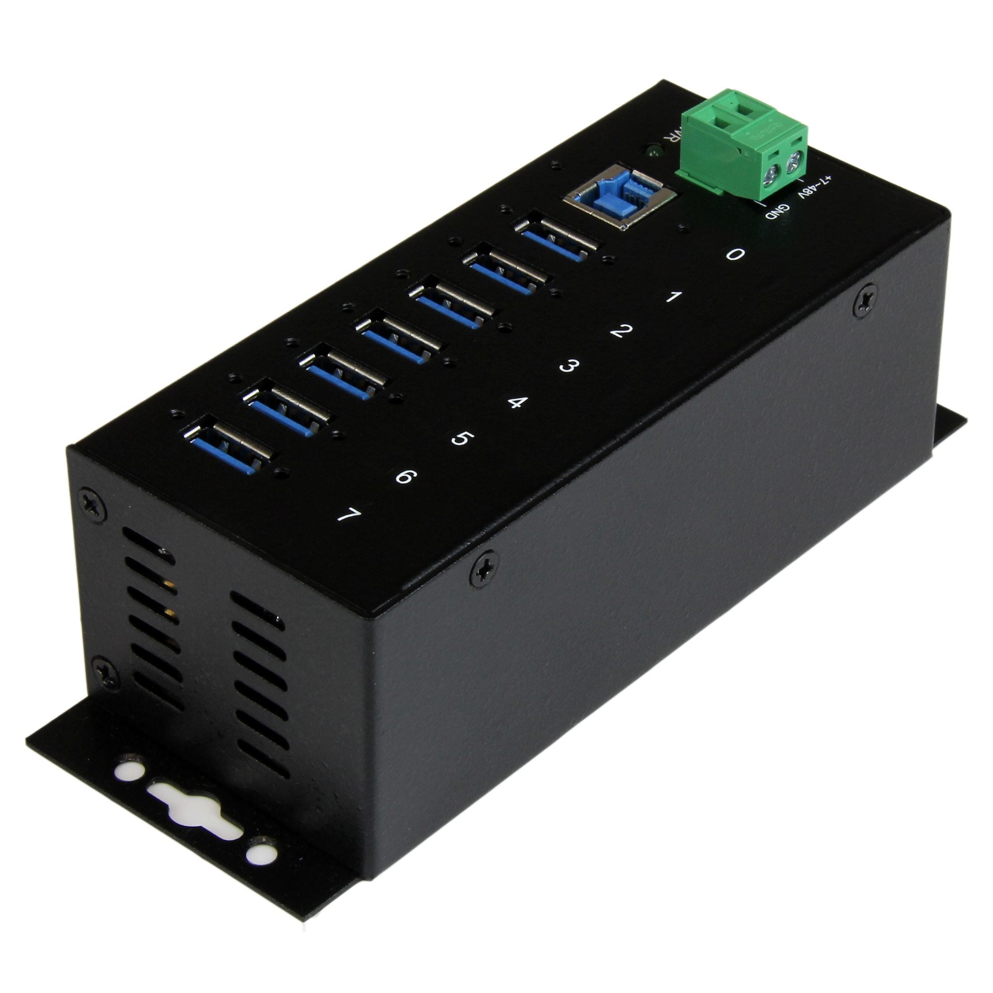 l med ESD-skydd och 350 W överspänningsskydd - Monterbar på DIN-skena, vägg eller skrivbord - TAA-kompatibel USB-expansionsh
