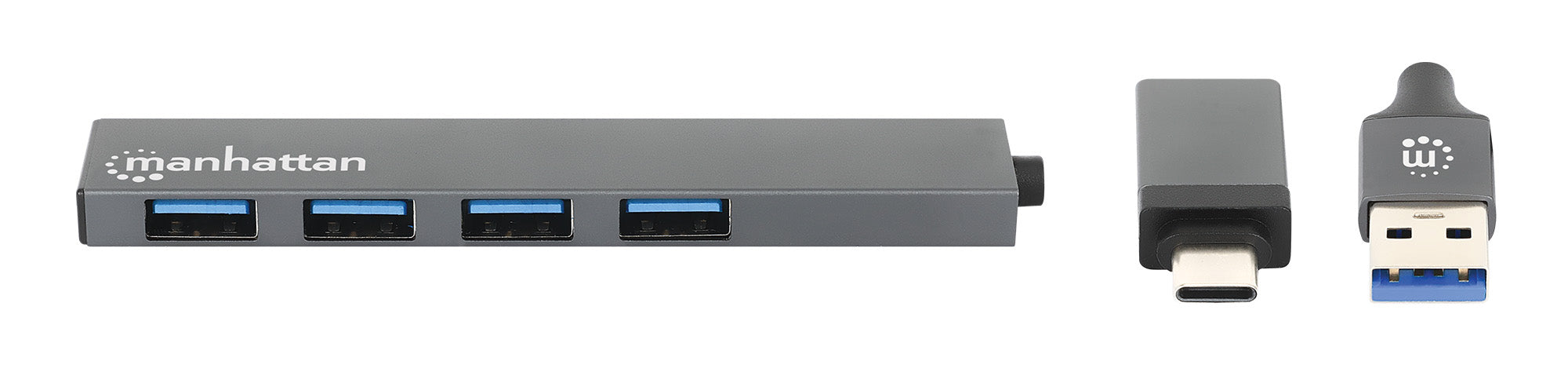 attan 181006 gränssnittshubbar USB 3.2 Gen 1 (3.1 Gen 1) Type-A 5000 Mbit/s Grå Manhattan 181006 0766623181006|766623181006