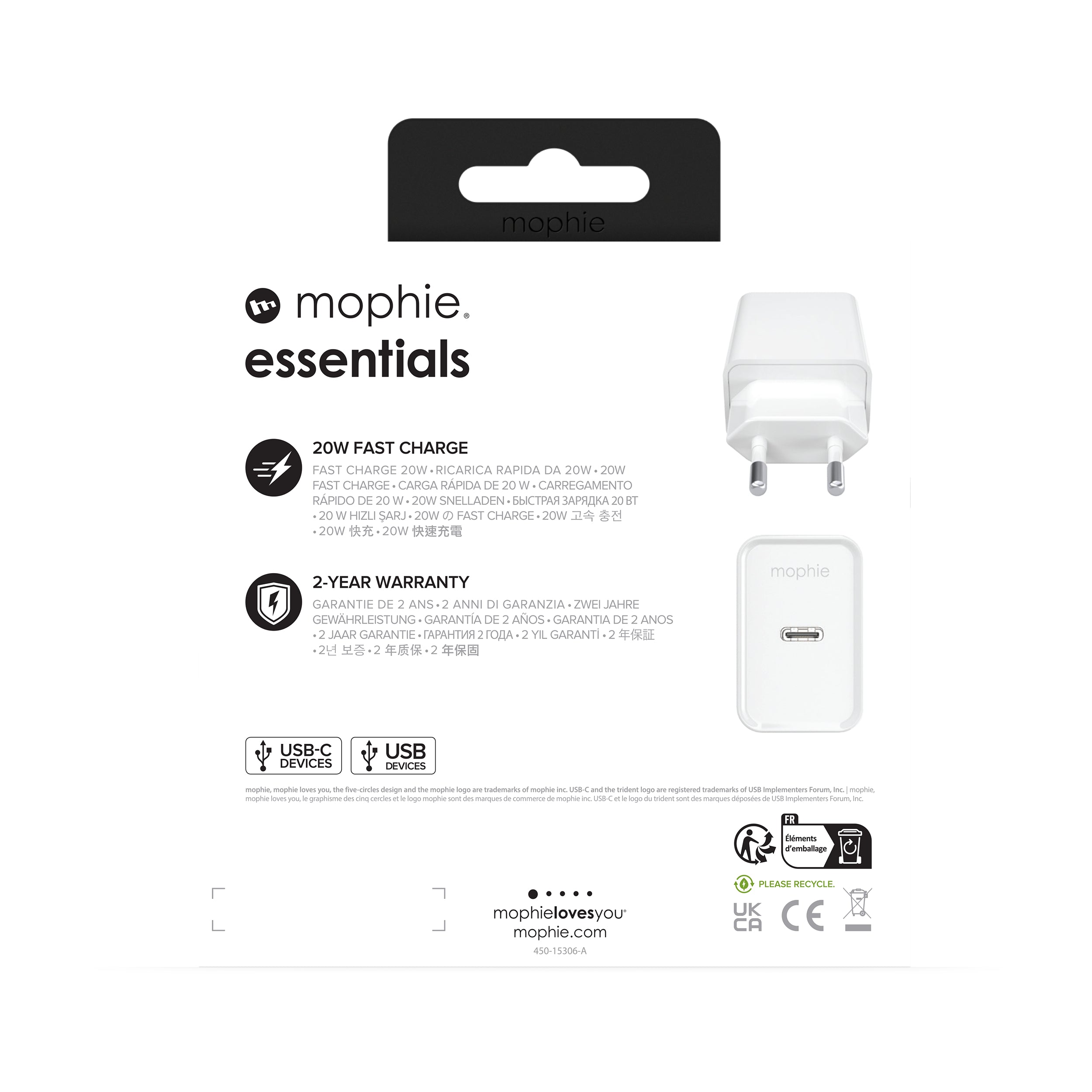 obilladdare essentials 20W USB-C PD wall adapter www.electricalstuff.se ElectricalStuff.se mophie essentials 20W USB-C PD