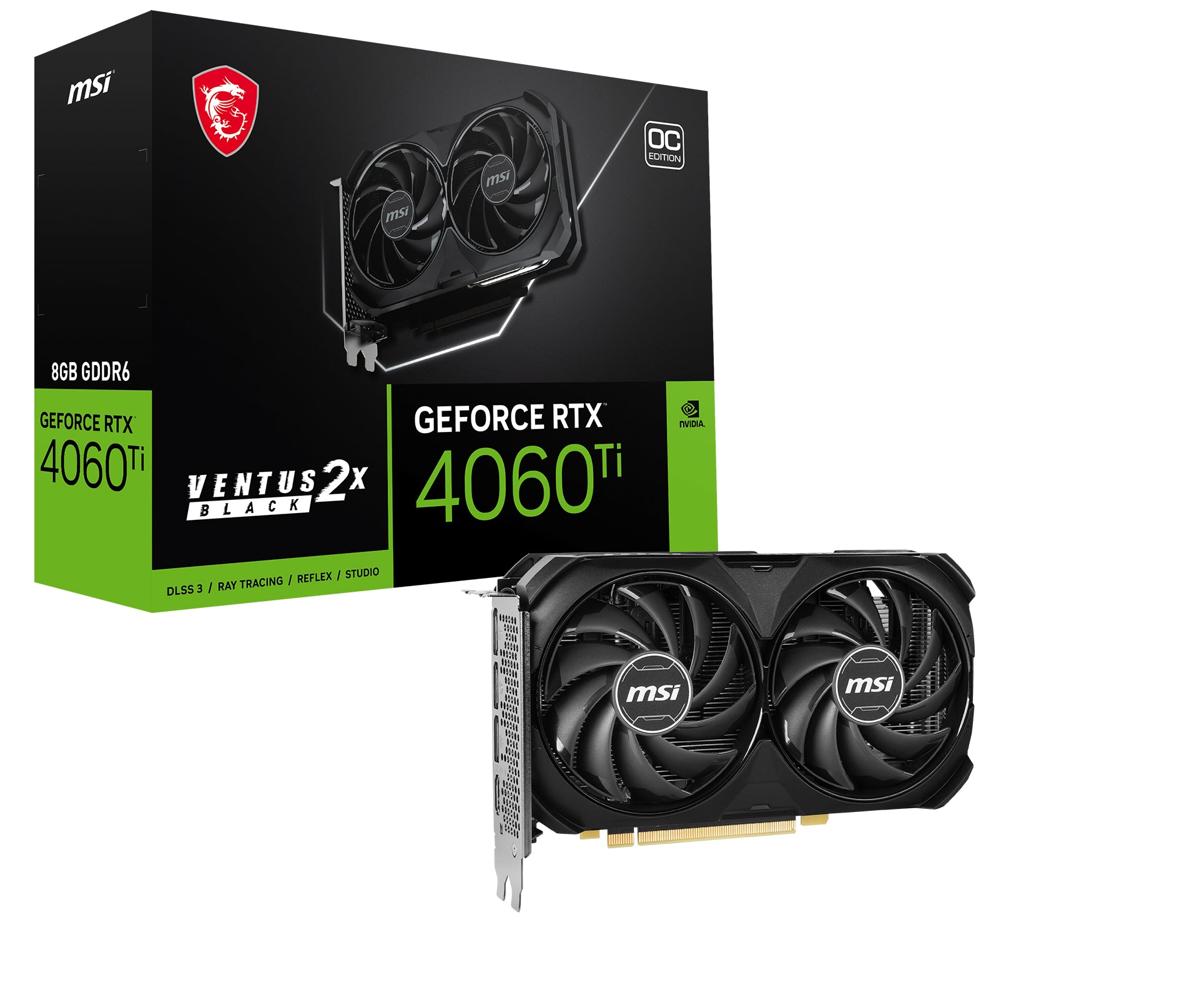 4060 TI VENTUS 2X BLACK 8G OC 4711377102582|0824142325667|824142325667 Grafikkort VENTUS GeForce RTX 4060 Ti VENTUS 2X BLA