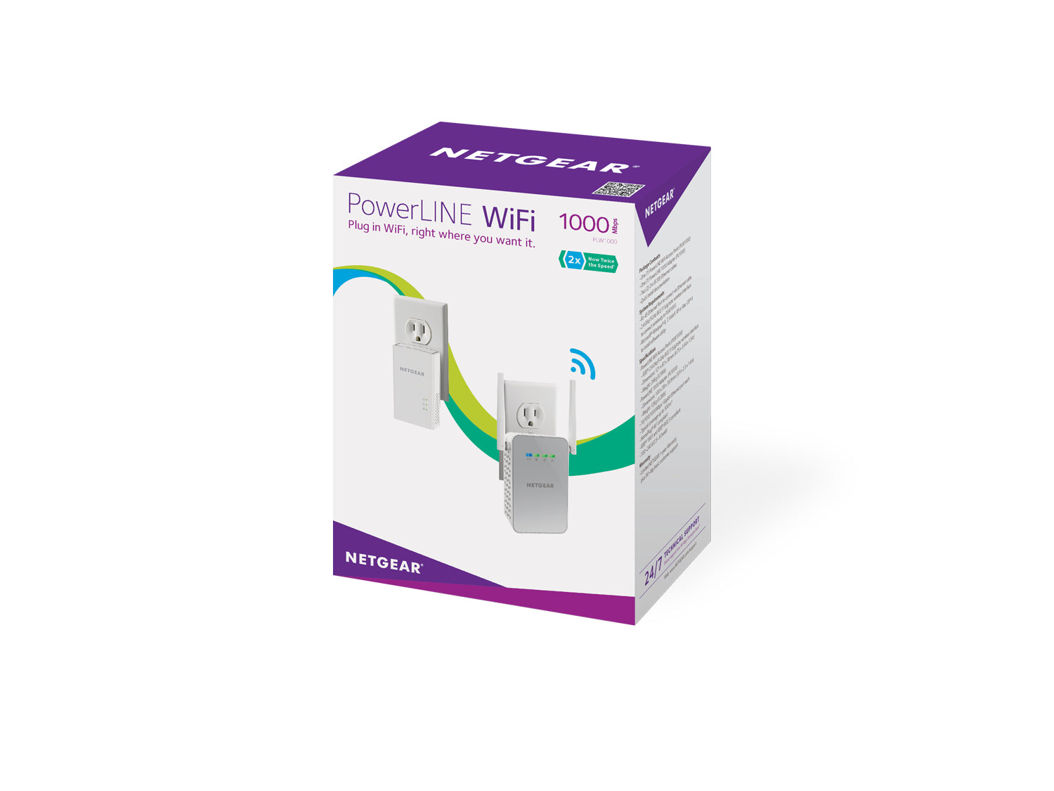 sansluten (Ethernet) Wi-Fi Vit NETGEAR PLW1000-100PES 0606449109863|606449109863 PowerLine-nätverksadaptrar PLW1000 www.el