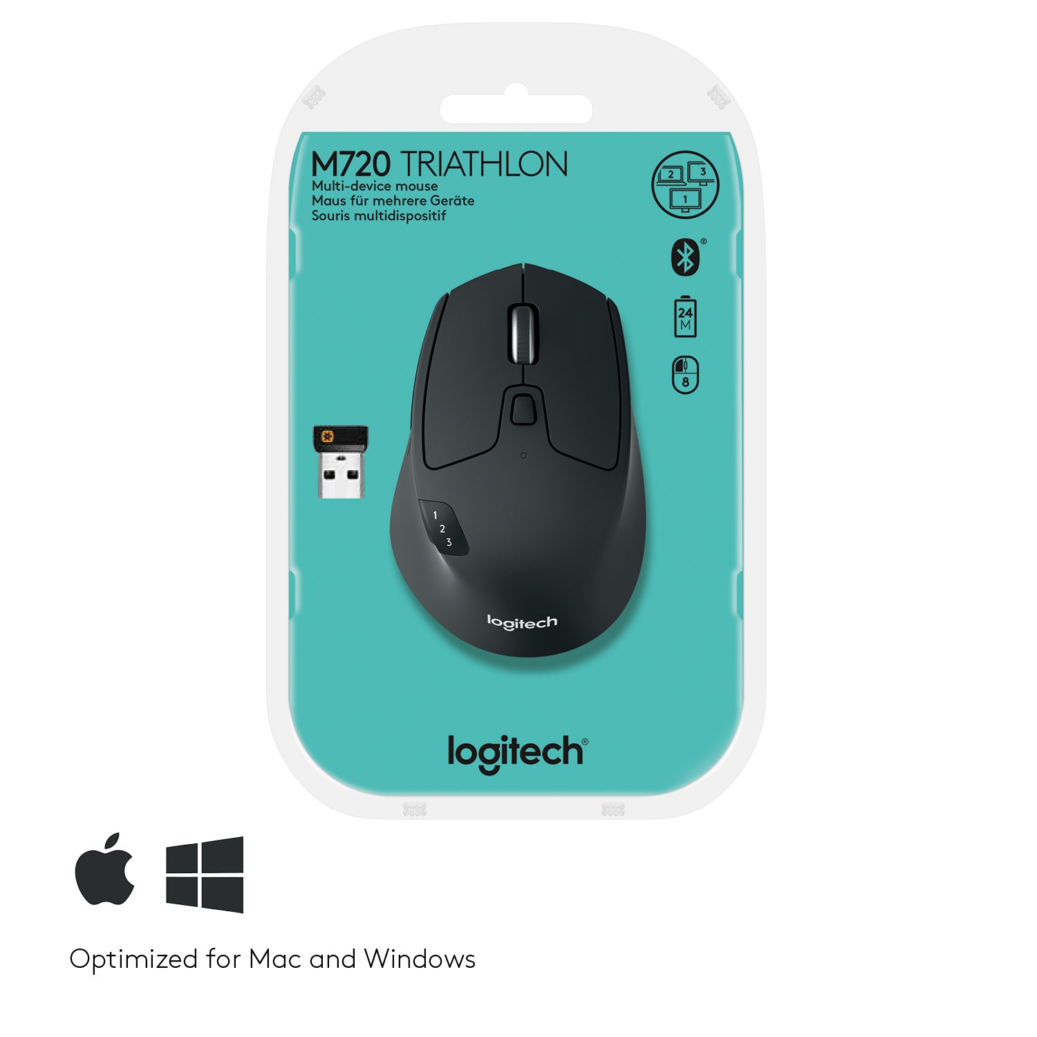 Logitech M720 datormöss Kontor högerhand Trådlös RF + Bluetooth Optisk 1000 DPI Logitech 910-004791 5099206065086 Datormöss