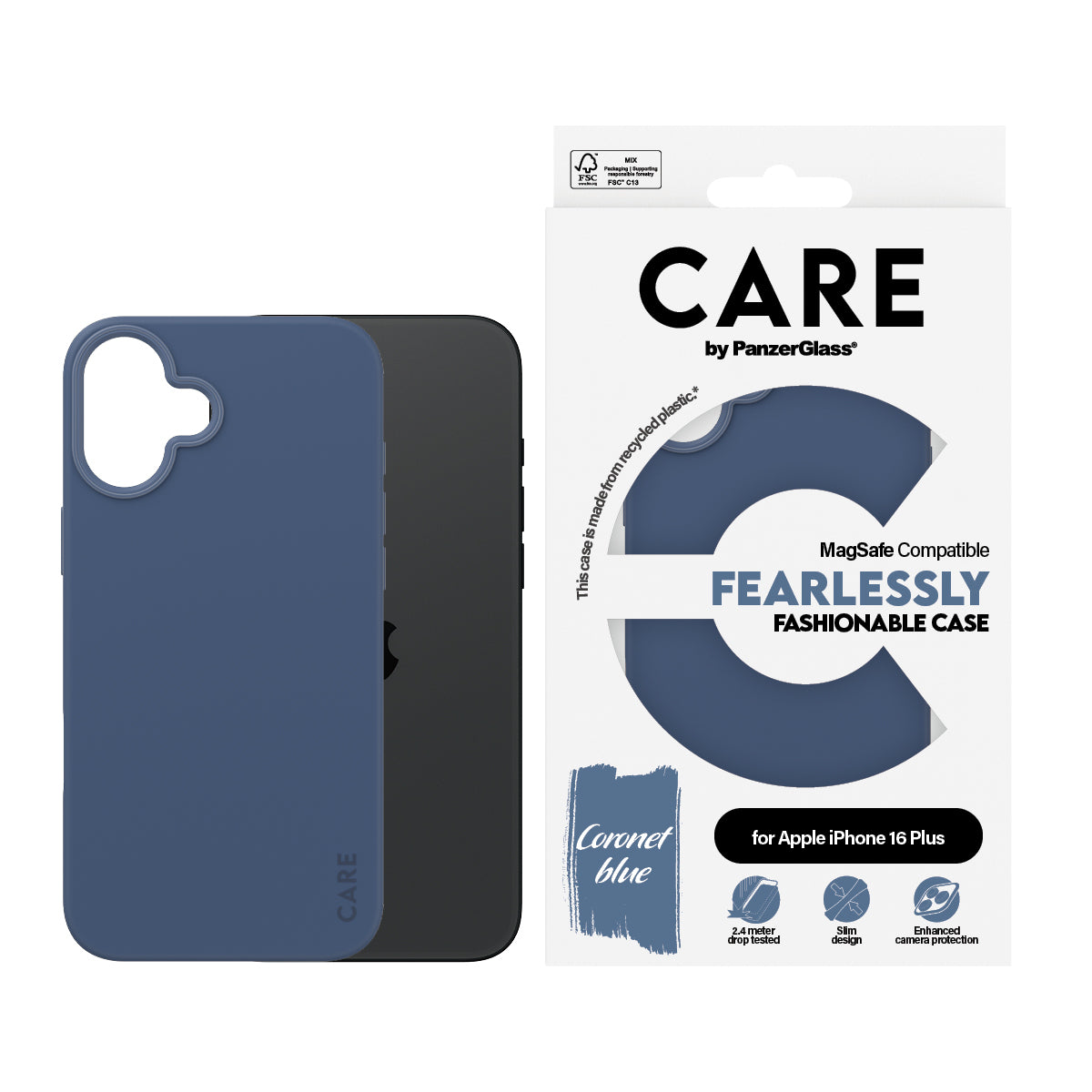 sparent PanzerGlass 1383 5715685004490 Mobiltelefonfodral CARE by PG Blue MagSafe iPhone16 6.7 www.electricalstuff.se Elec