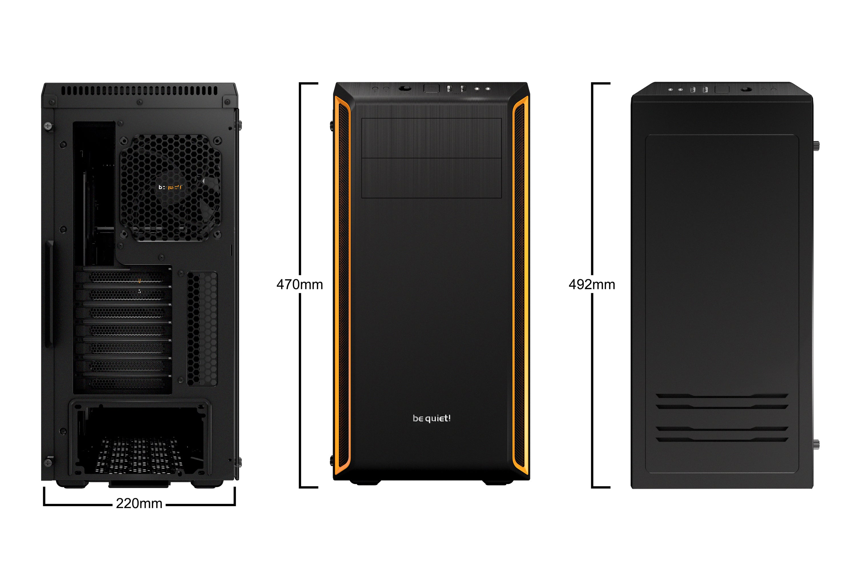 be quiet! Pure Base 600 Window Midi Tower Svart, Orange be quiet! BGW20 4260052185438 Datorväskor Pure Base 600 Window