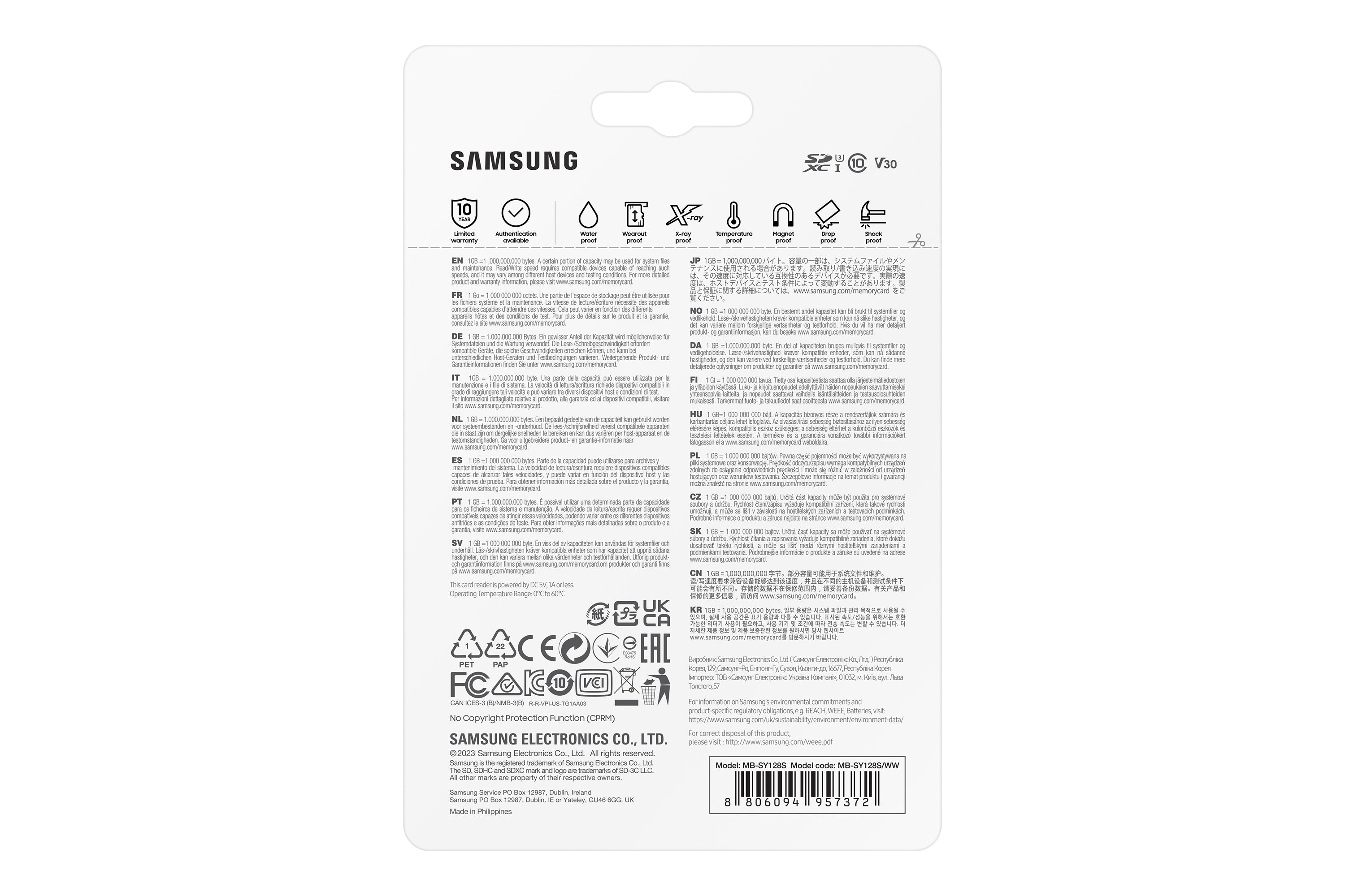 B SDXC UHS-I Samsung MB-SY128S/WW 8806094957372 Flashminne MB-SY128S www.electricalstuff.se ElectricalStuff.se Samsung M