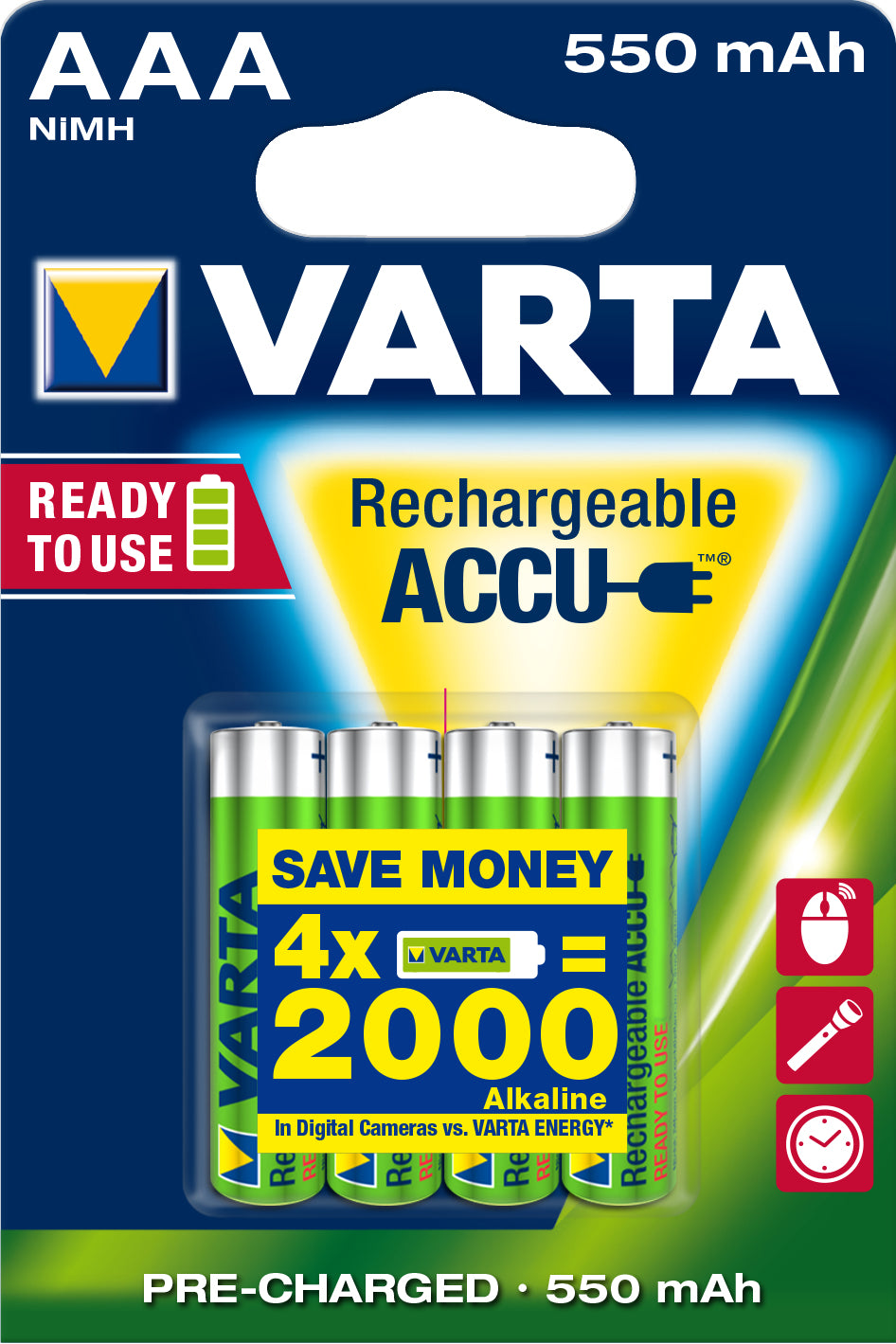 www.electricalstuff.se ElectricalStuff.se Varta Ready2Use HR03 4pcs Laddningsbart batteri AAA Nickel-metallhydrid (NiMH) V