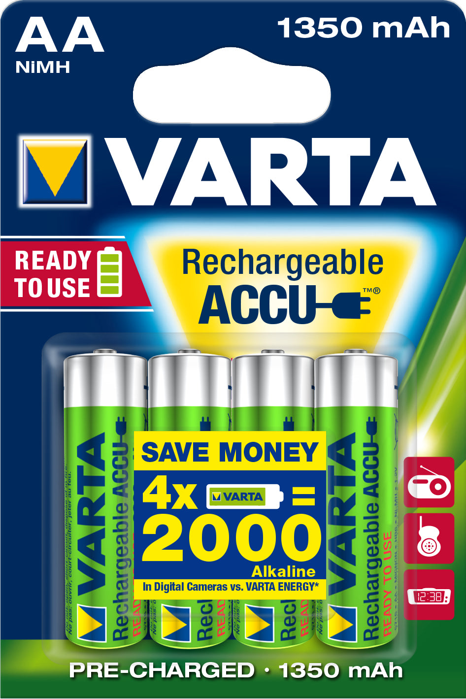 www.electricalstuff.se ElectricalStuff.se Varta Ready2Use HR06 1350 mAh Laddningsbart batteri AA Nickel-metallhydrid (NiMH