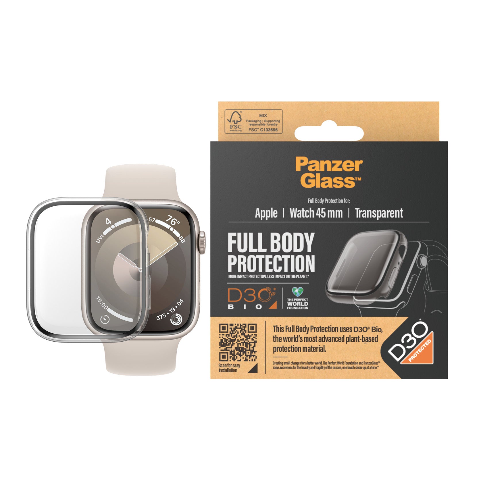 eftalat (PET) PanzerGlass 3687 5711724036873 Smarta Bärbara Tillbehör Apple Watch Full Body Case D30 www.electricalstuff.s