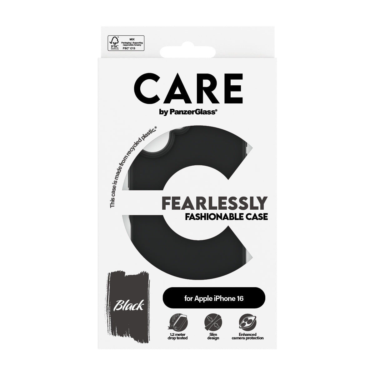 anzerGlass CARE by PG BLK iPhone16 6.1 mobiltelefonfodral Omslag Transparent PanzerGlass 1393 5715685004599 Mobiltelefonfodr