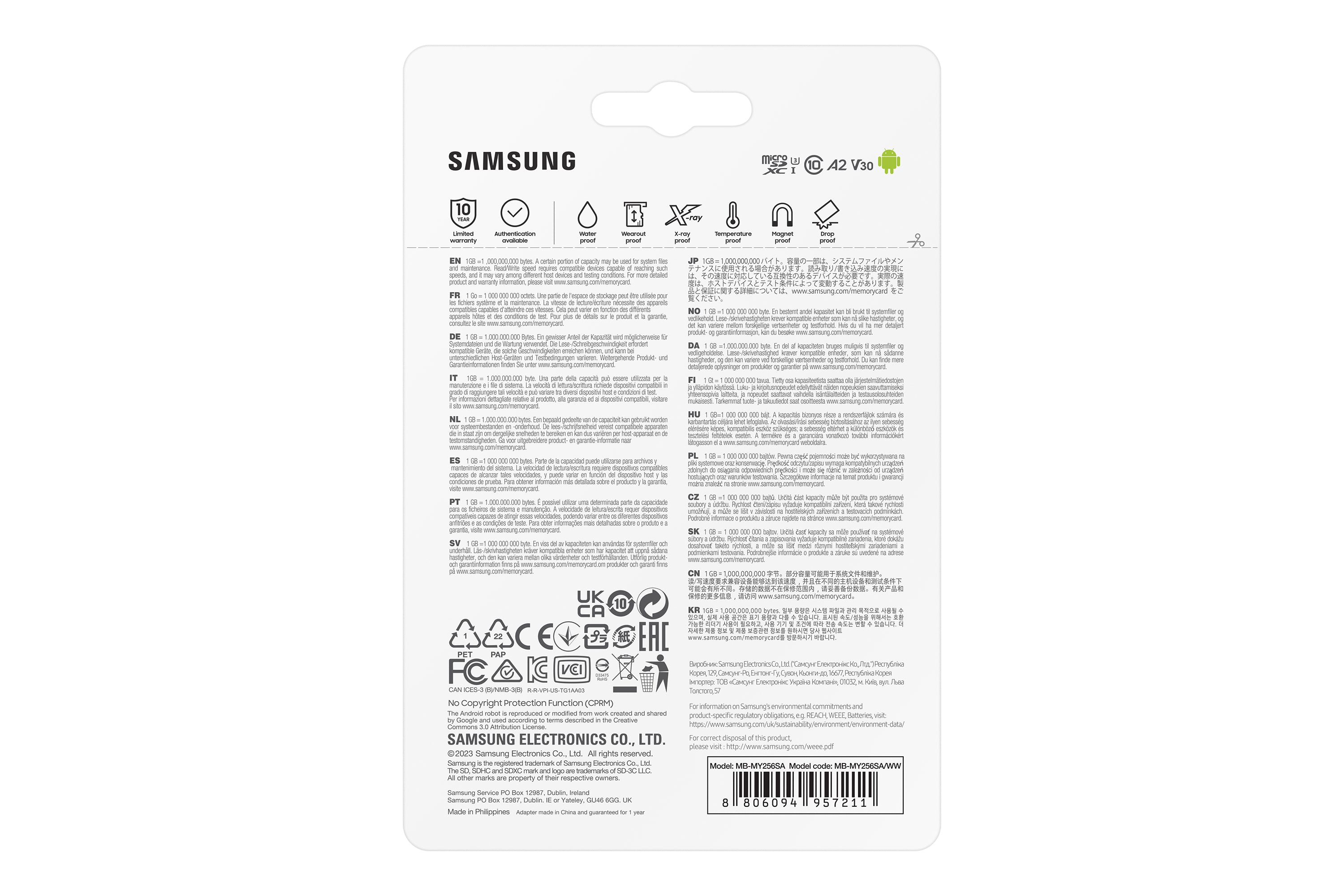 inne MB-MY256S www.electricalstuff.se ElectricalStuff.se Samsung MB-MY256S 256 GB MicroSDXC UHS-I Samsung MB-MY256SA/WW
