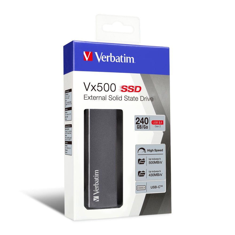 lstuff.se ElectricalStuff.se Verbatim Vx500 240 GB USB Type-C 3.2 Gen 2 (3.1 Gen 2) Silver Verbatim 47442 0023942474425|02