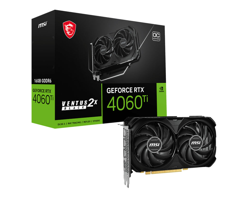 www.electricalstuff.se ElectricalStuff.se MSI VENTUS GEFORCE RTX 4060 TI 2X BLACK 16G OC grafikkort NVIDIA 16 GB GDDR6 MSI
