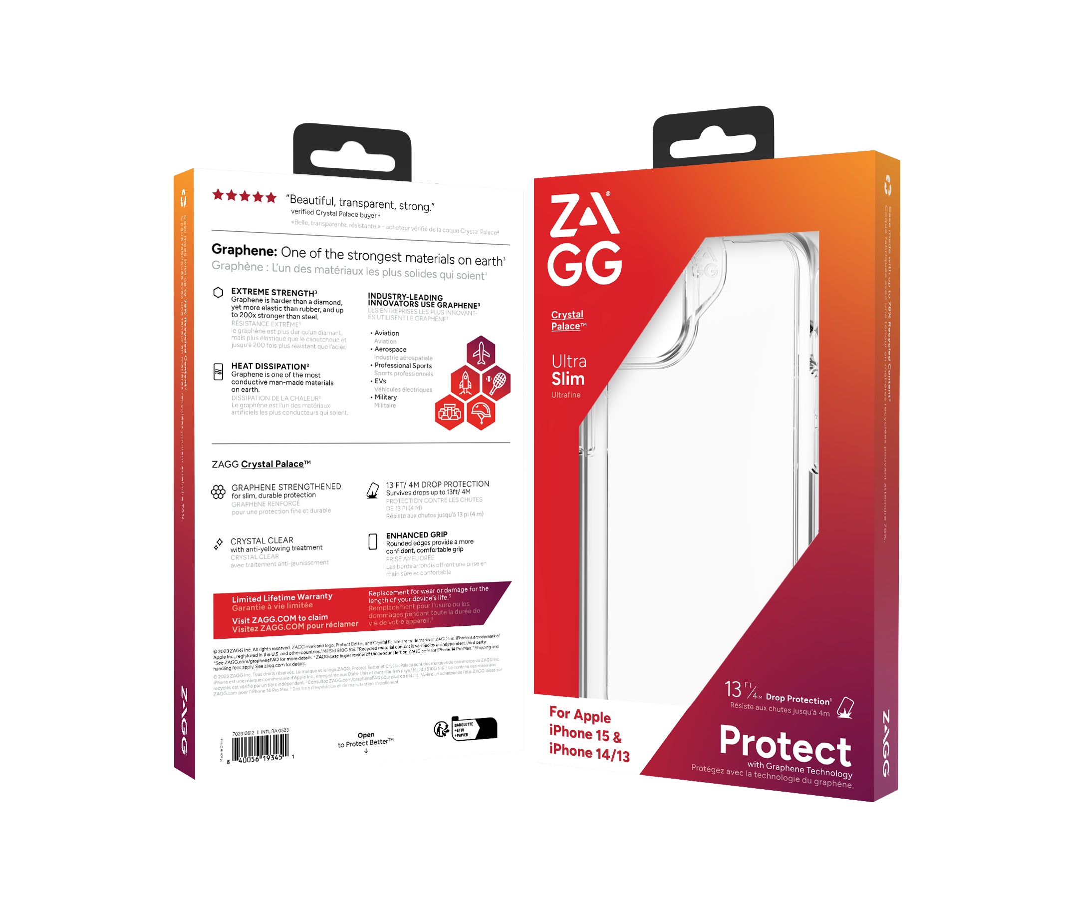 ElectricalStuff.se ZAGG Cases Crystal Palace Apple iPhone 15/iPhone 14/13 Clear EN/FR ZAGG 702312612 0840056193451|8400561