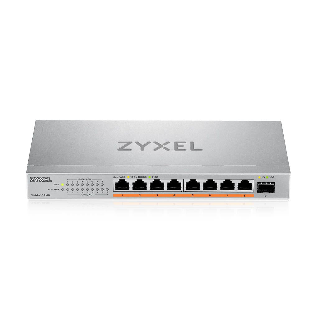 se Zyxel XMG-108HP Ohanterad 2.5G Ethernet (100/1000/2500) Strömförsörjning via Ethernet (PoE) stöd Zyxel XMG-108HP-EU0101